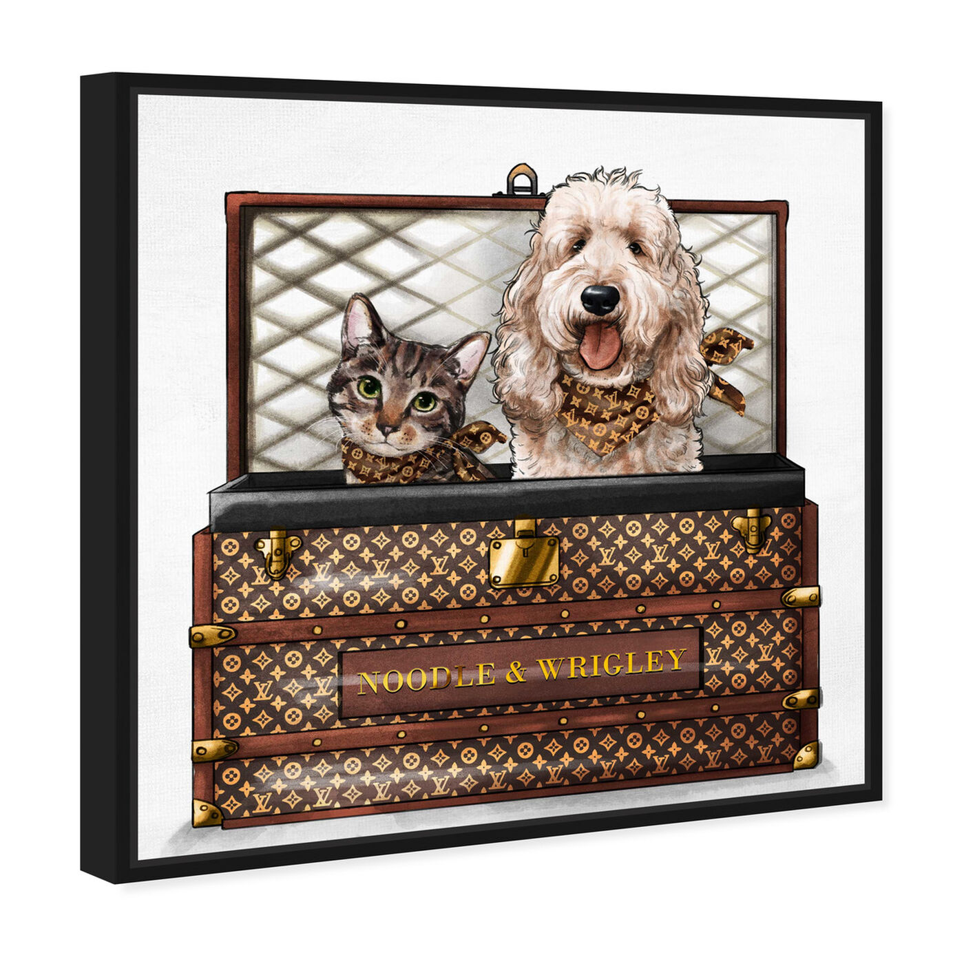 Angled view of Luxury Trunk Duo featuring fashion and glam and travel essentials art.