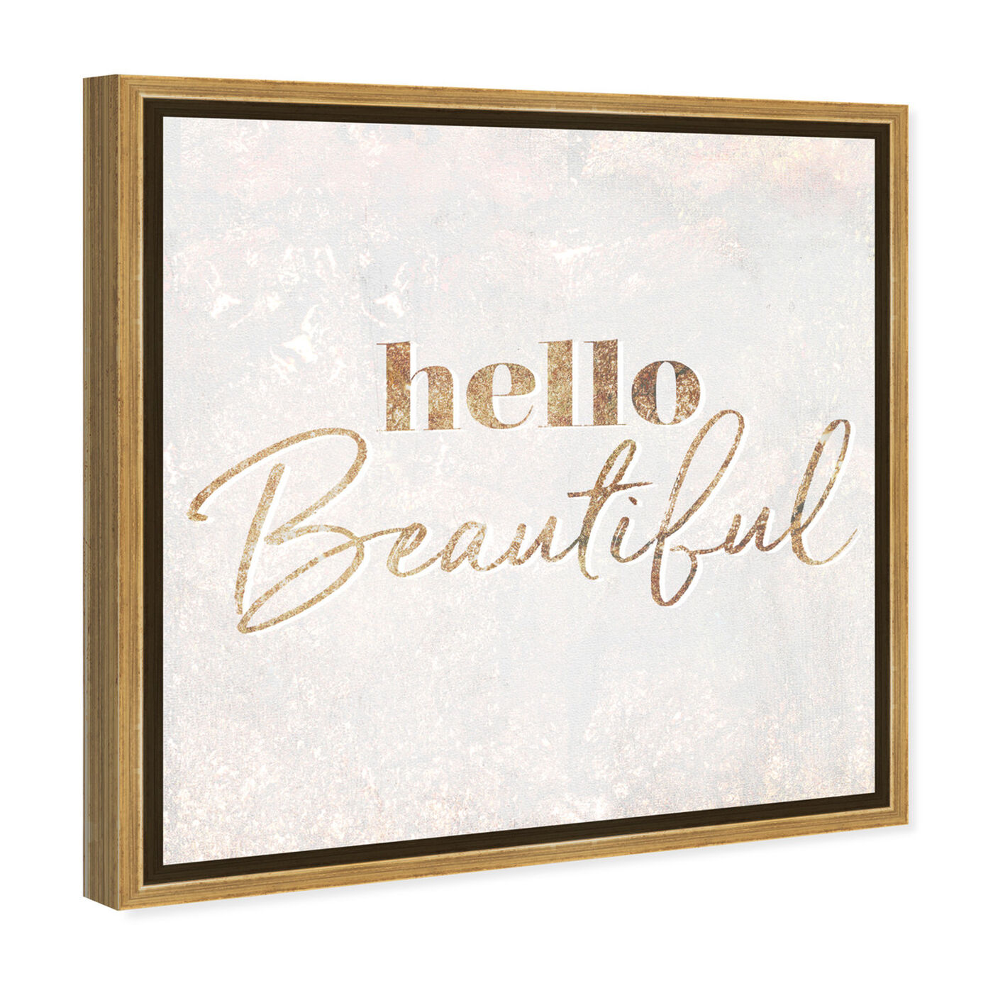 Angled view of Hello Beautiful Champagne featuring typography and quotes and beauty quotes and sayings art.