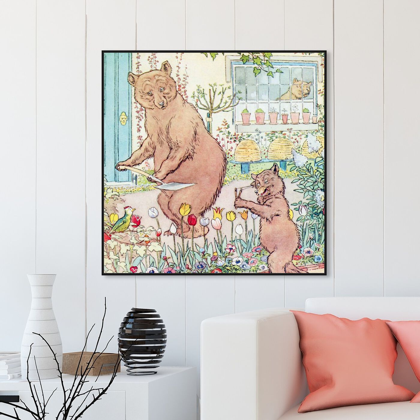 Hanging view of Three Bears featuring animals and zoo and wild animals art.