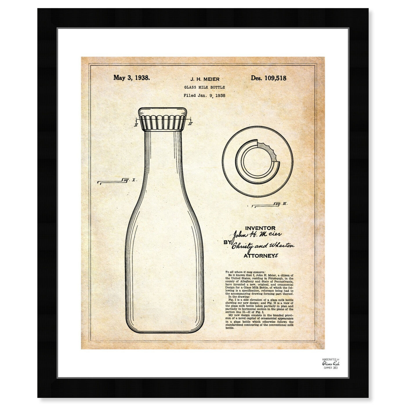 Front view of Milk Bottle 1938 featuring food and cuisine and baking essentials art.