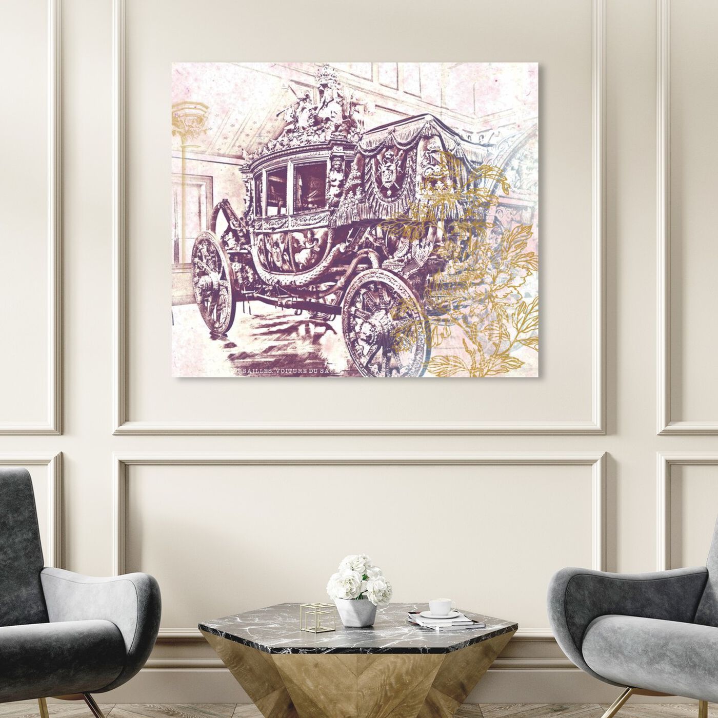 Hanging view of Charles X Carriage featuring classic and figurative and classic art.