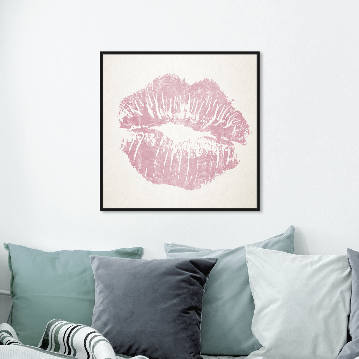 Hanging view of Solid Kiss Rose Quartz featuring fashion and glam and lips art.