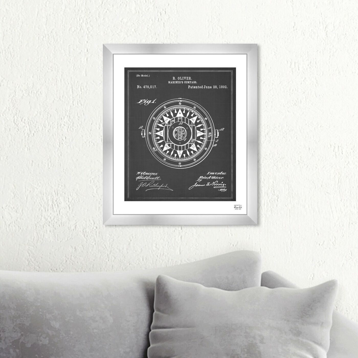 Hanging view of Compass 1892 featuring nautical and coastal and nautical terms art.