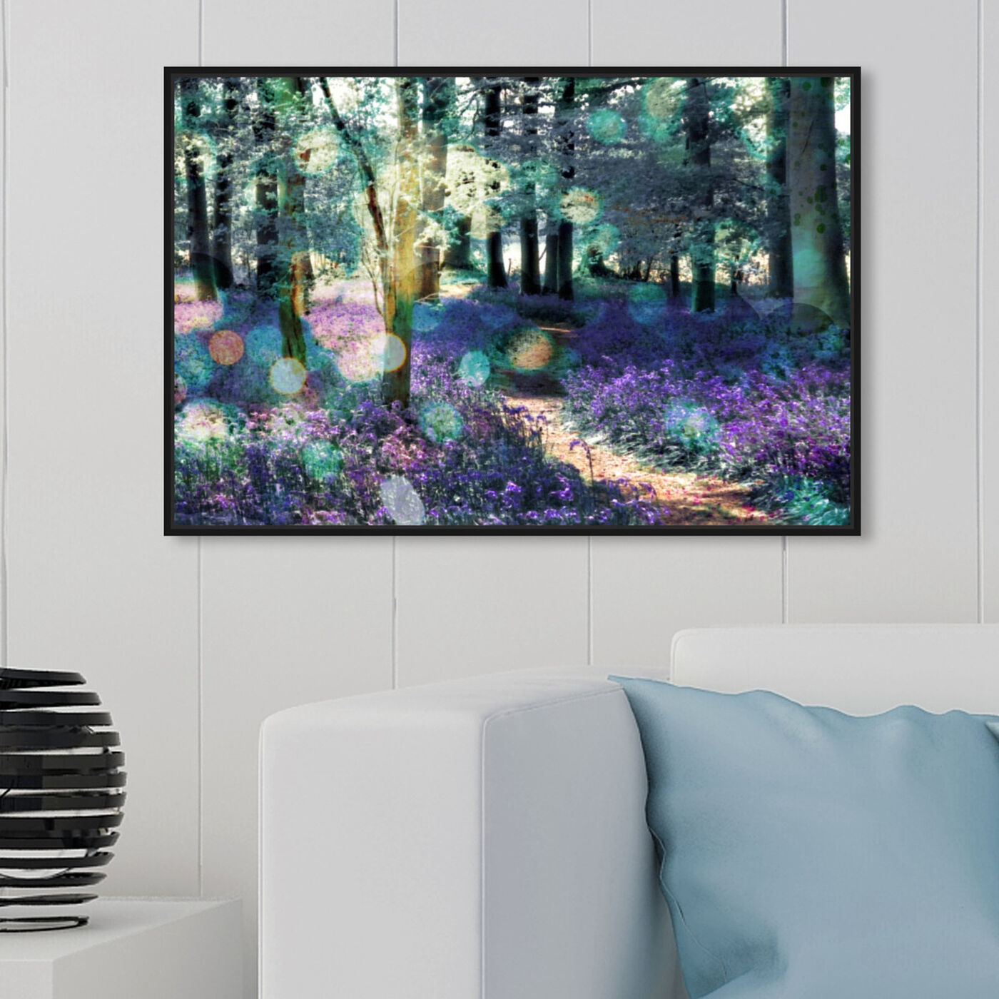 Hanging view of Lavender Morning featuring nature and landscape and forest landscapes art.