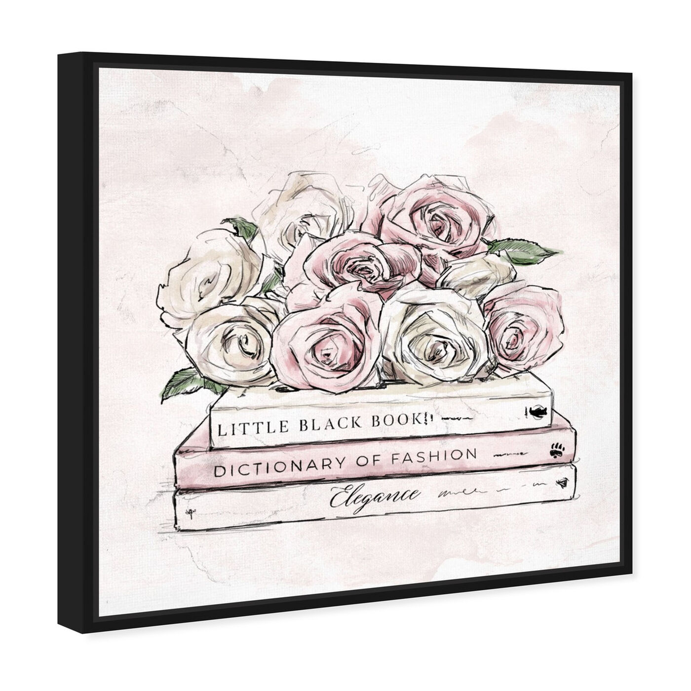 Angled view of Roses and Books featuring fashion and glam and books art.