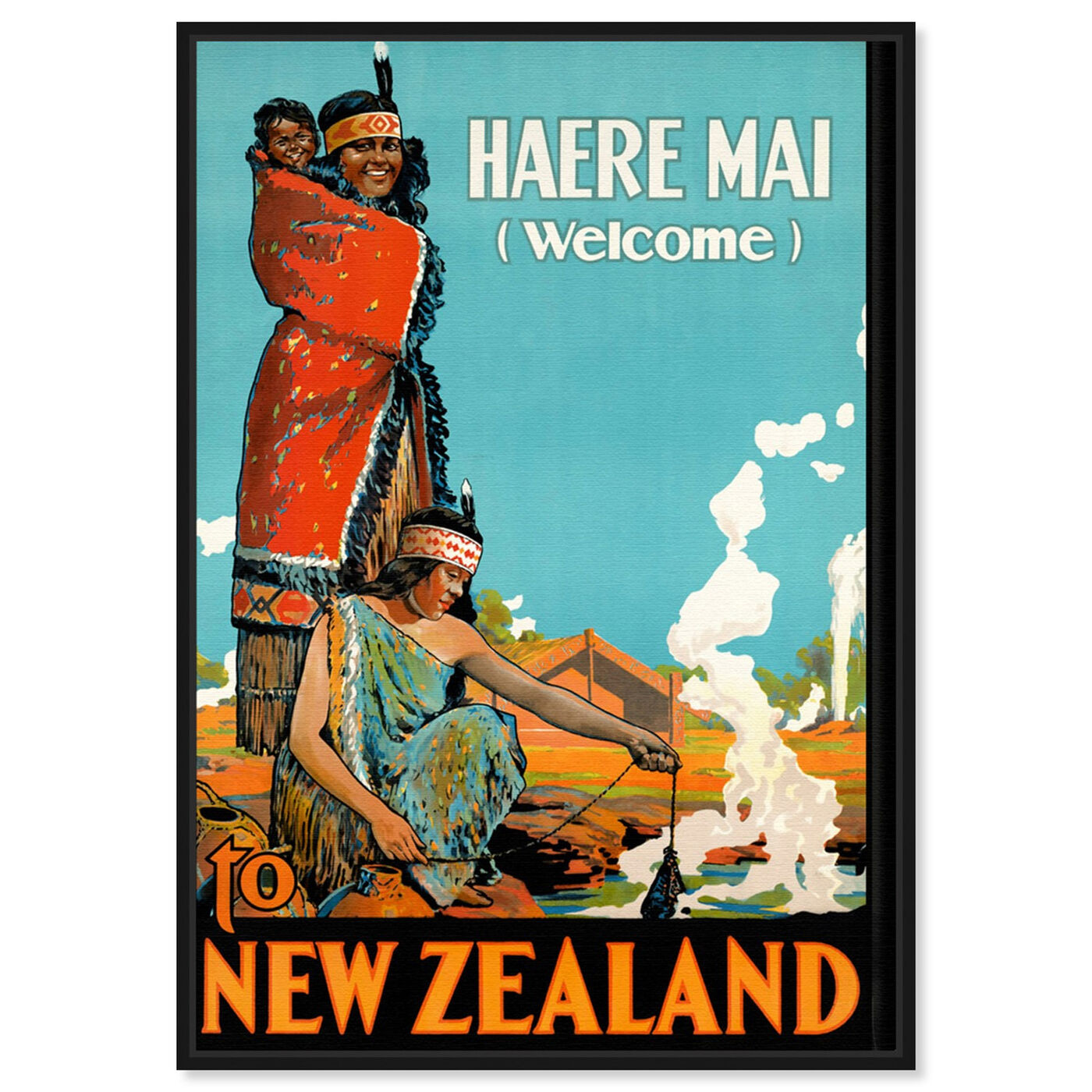 Front view of New Zealand featuring advertising and posters art.