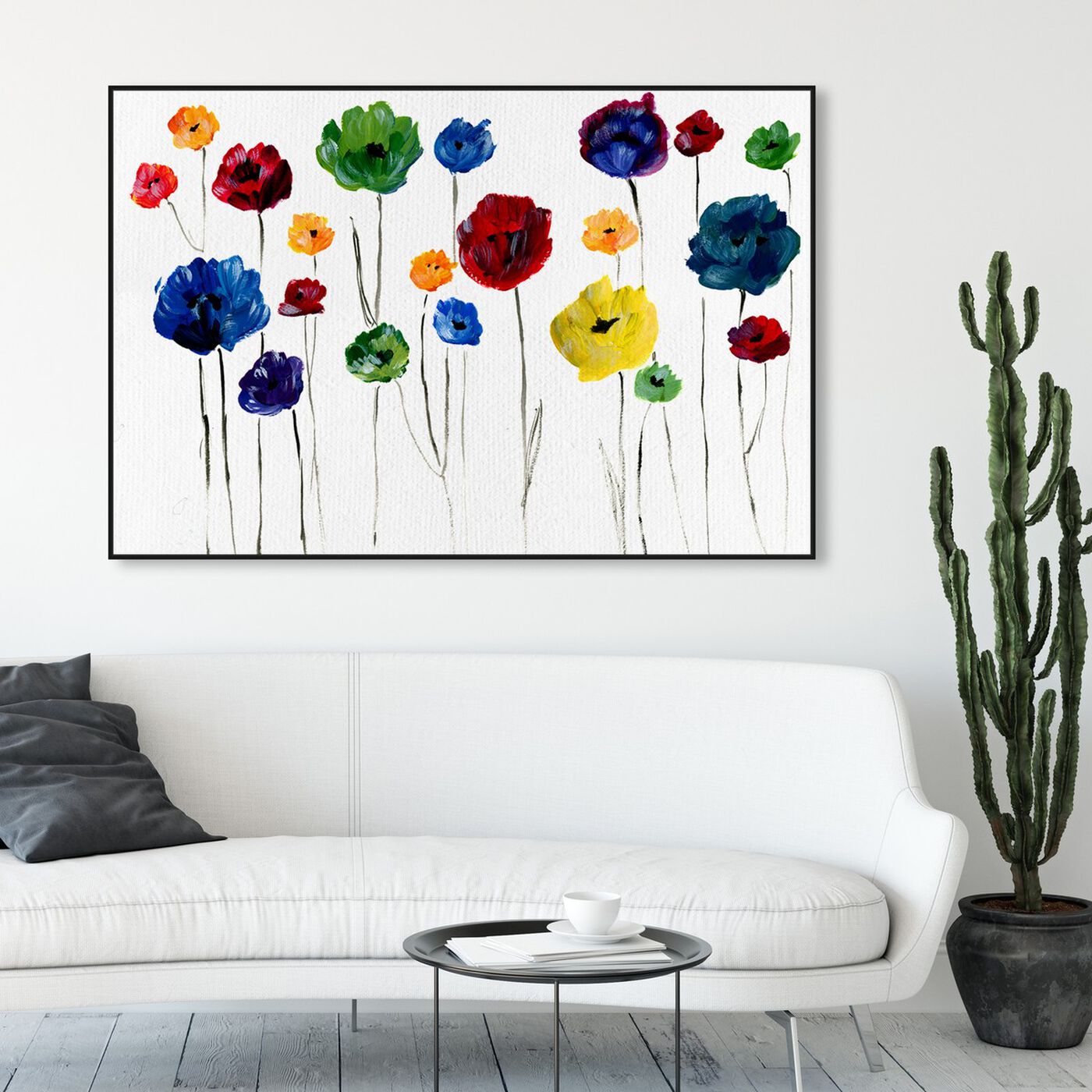Hanging view of Rainbow Florals II featuring floral and botanical and gardens art.