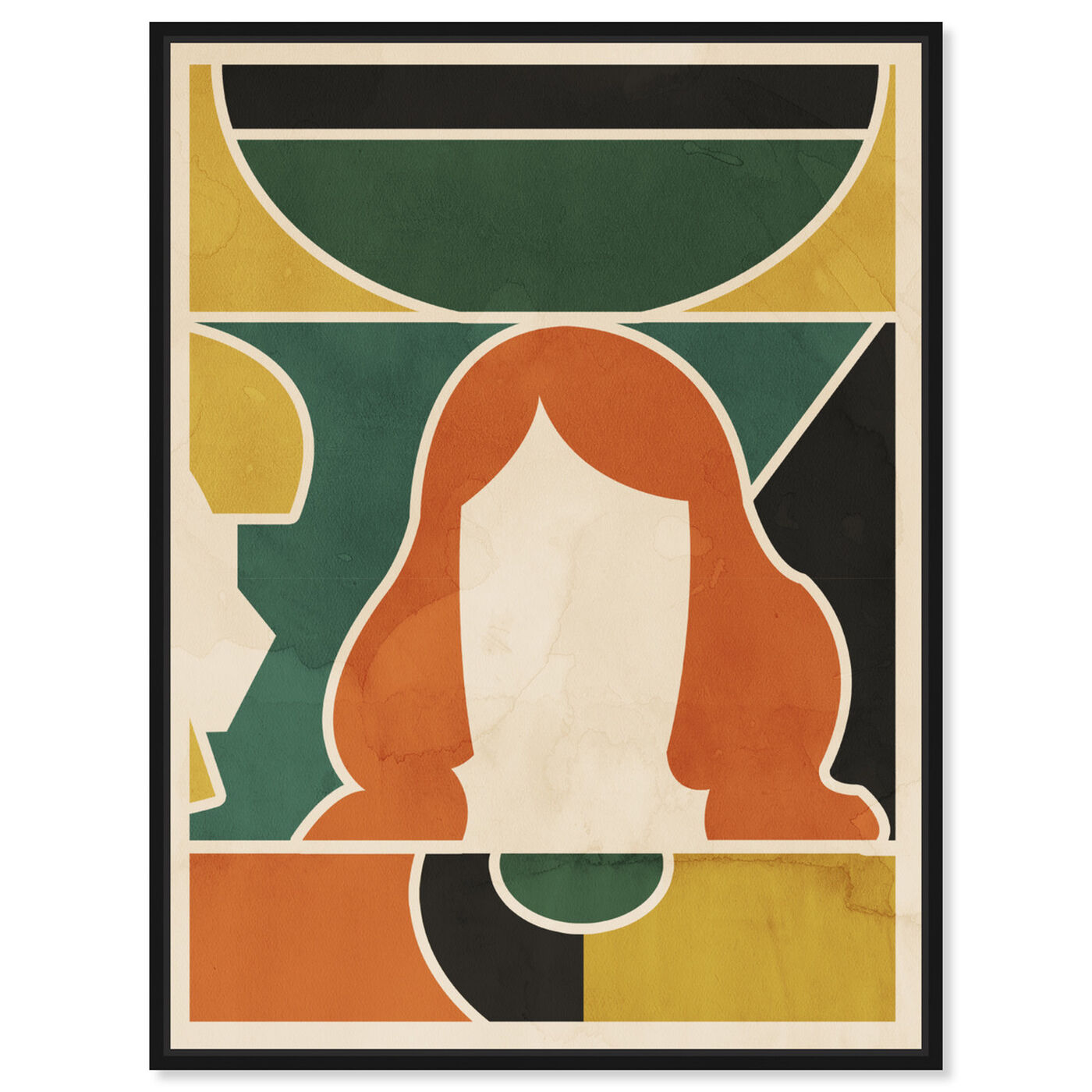 Front view of Girl at the Window featuring abstract and geometric art.