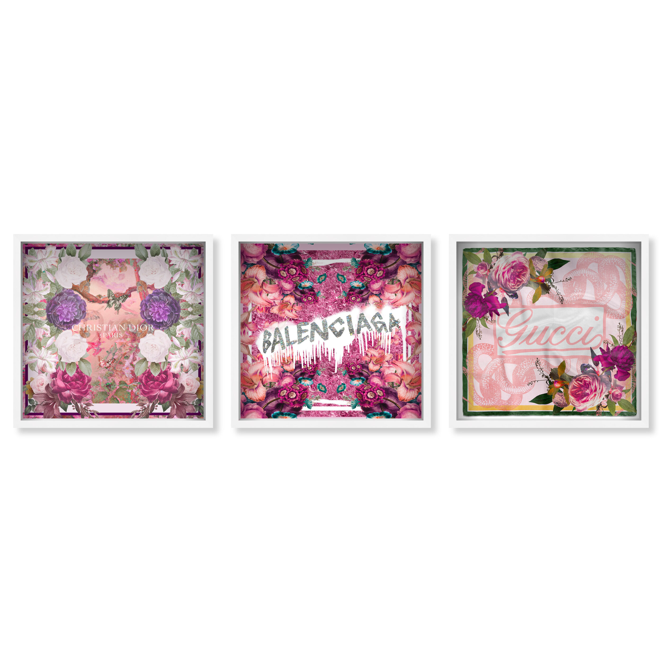 Pink Cube Floral Wall Art Set | Oliver Gal