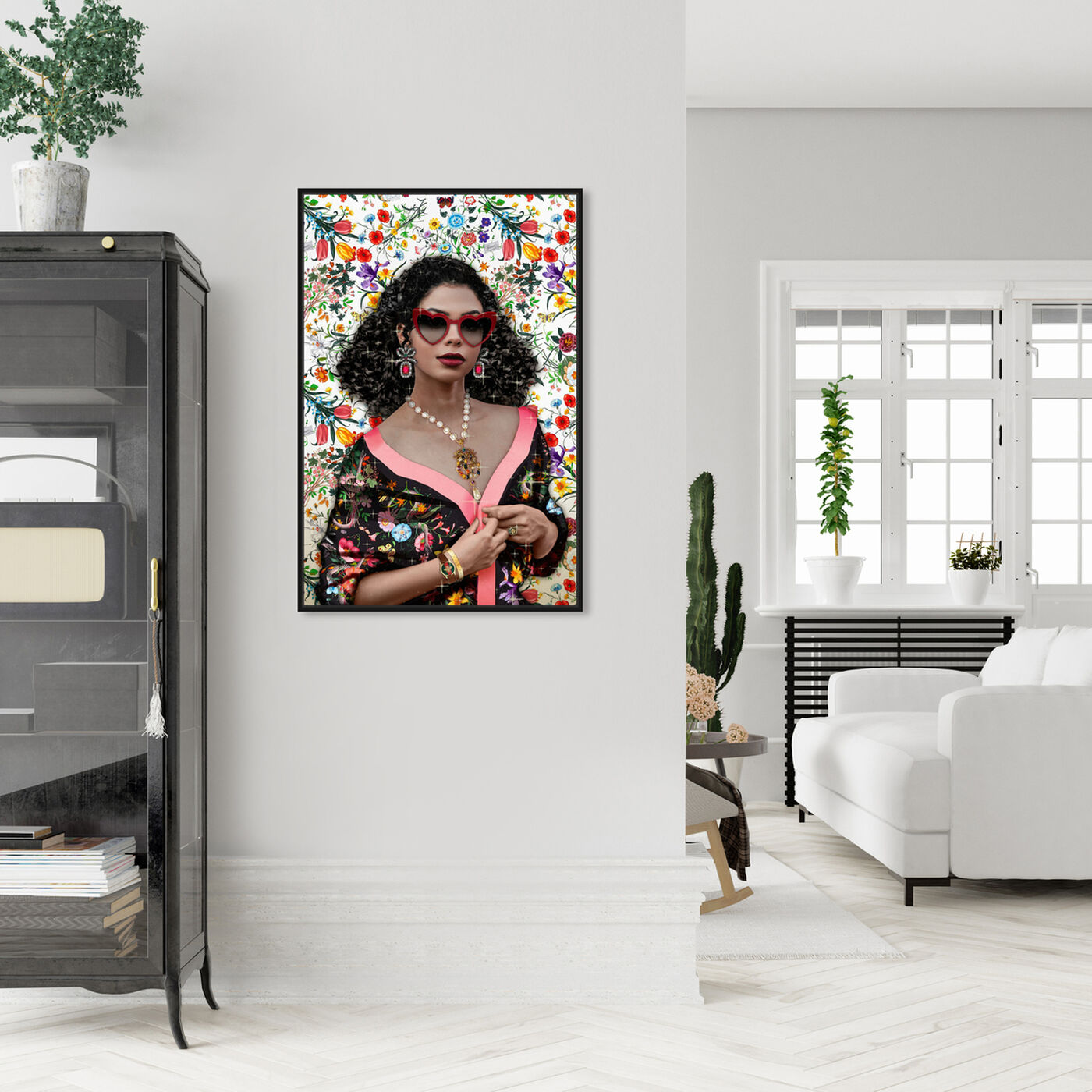 Hanging view of In a Flower Shower featuring fashion and glam and portraits art.