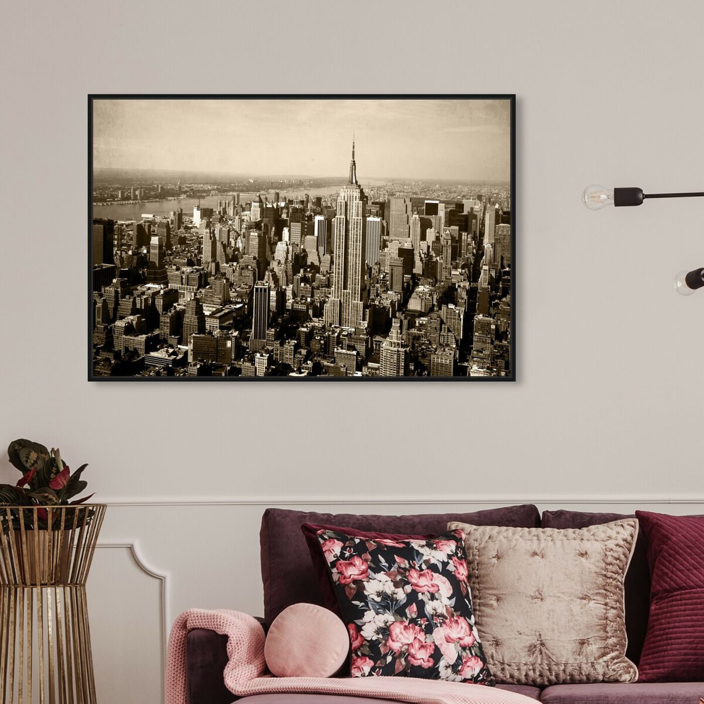 Hanging view of NYC 2 featuring cities and skylines and united states cities art.