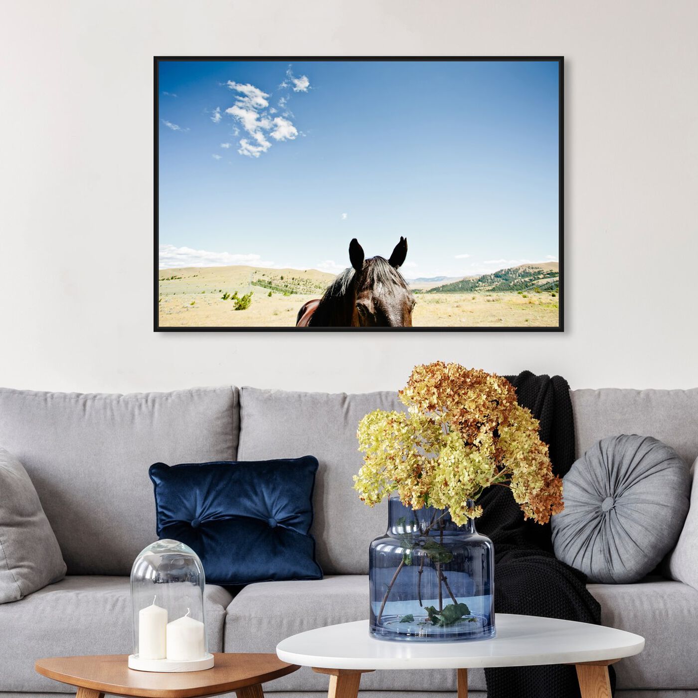 Hanging view of Chase Horse by Cassandra Eldridge I featuring animals and farm animals art.