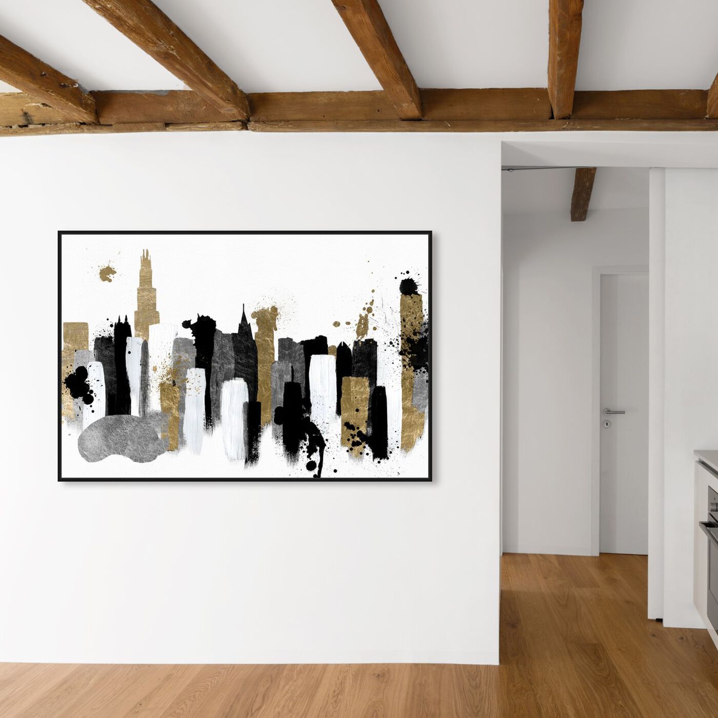 Hanging view of Glamorous Chicago featuring abstract and paint art.
