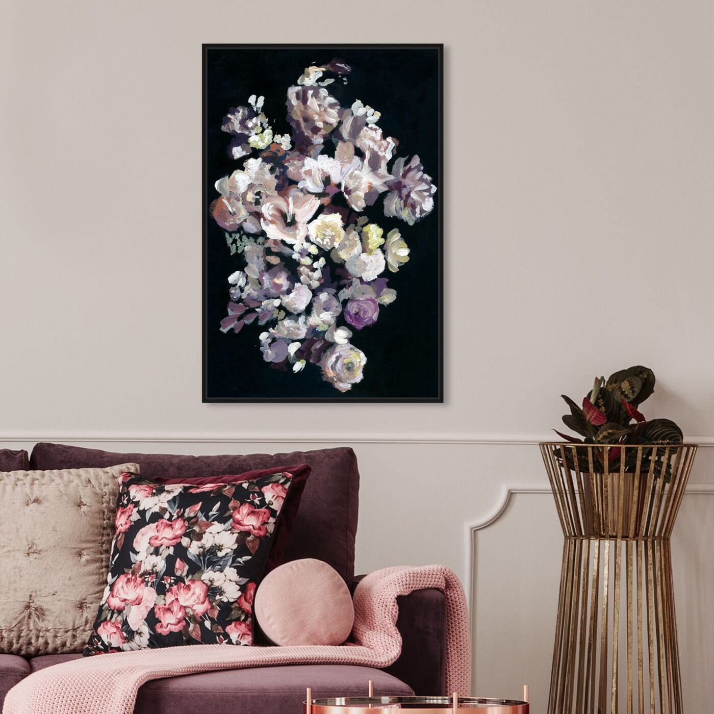 Hanging view of Beauty in Darkness featuring floral and botanical and florals art.