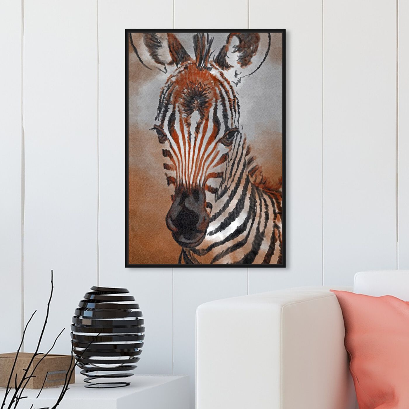 Hanging view of Zebra Colt featuring animals and zoo and wild animals art.