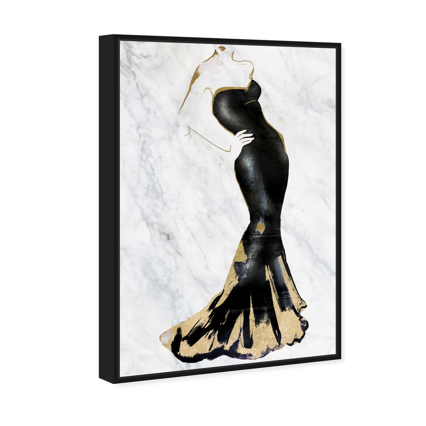 Angled view of Gill Bay - Black Dress Gold and Marble II featuring fashion and glam and dress art.