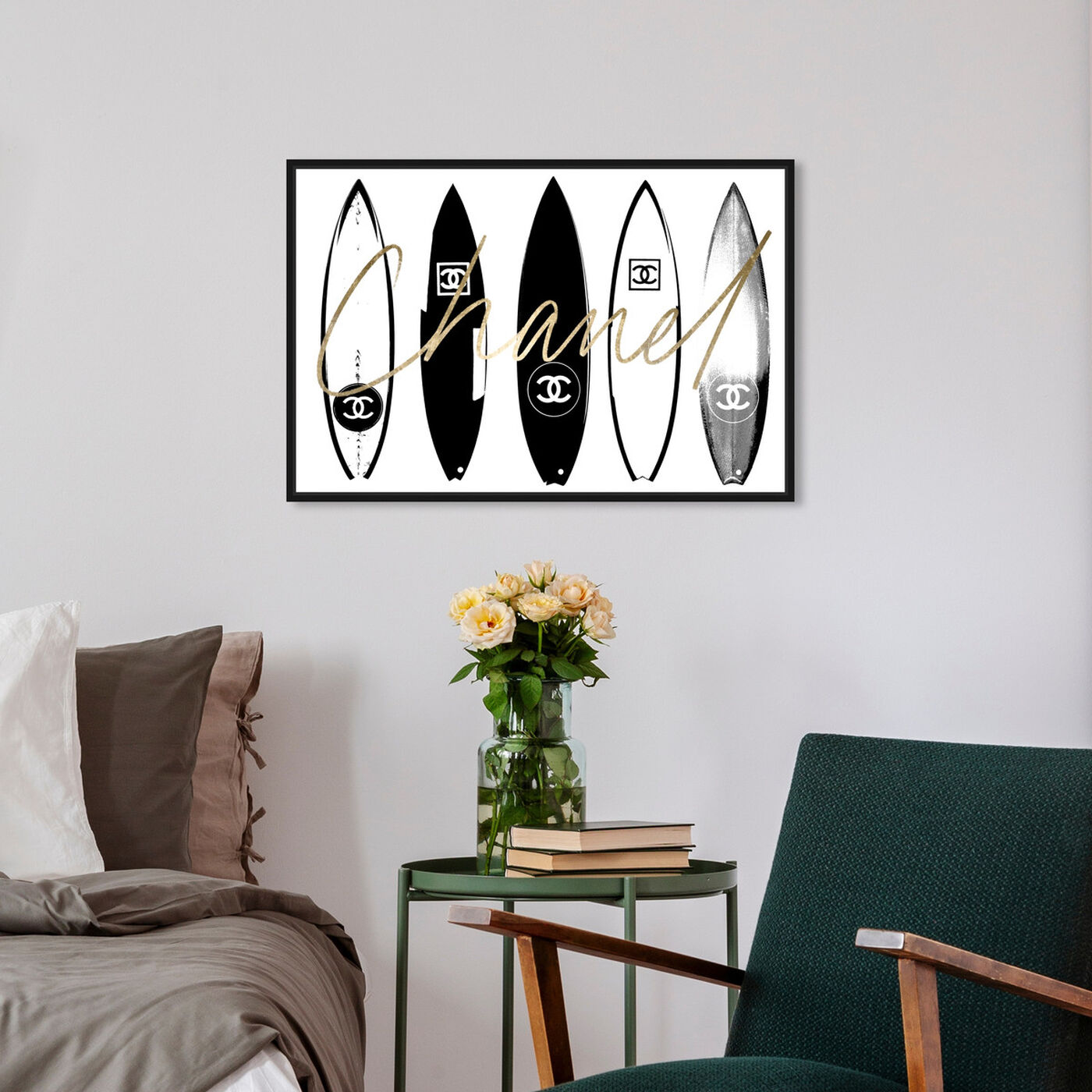 Hanging view of Surfing Paris White featuring fashion and glam and lifestyle art.