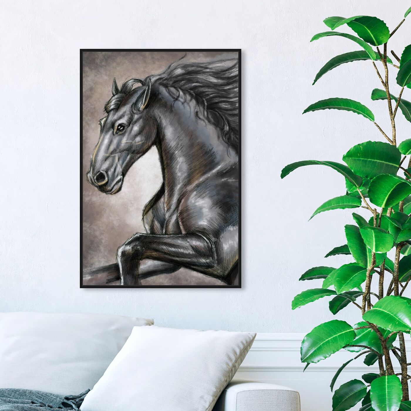 Hanging view of Gray Horse featuring animals and farm animals art.