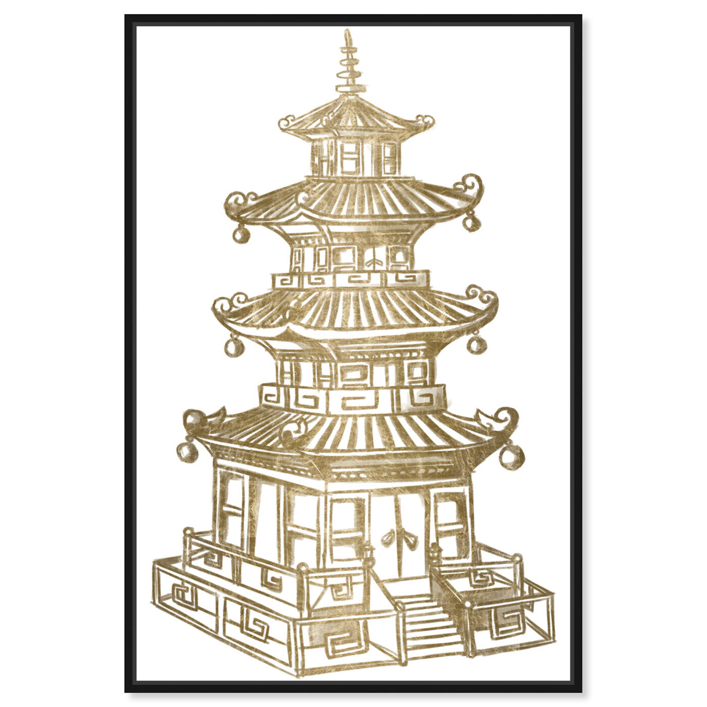 Front view of Pagoda Gold featuring architecture and buildings and asian buildings art.