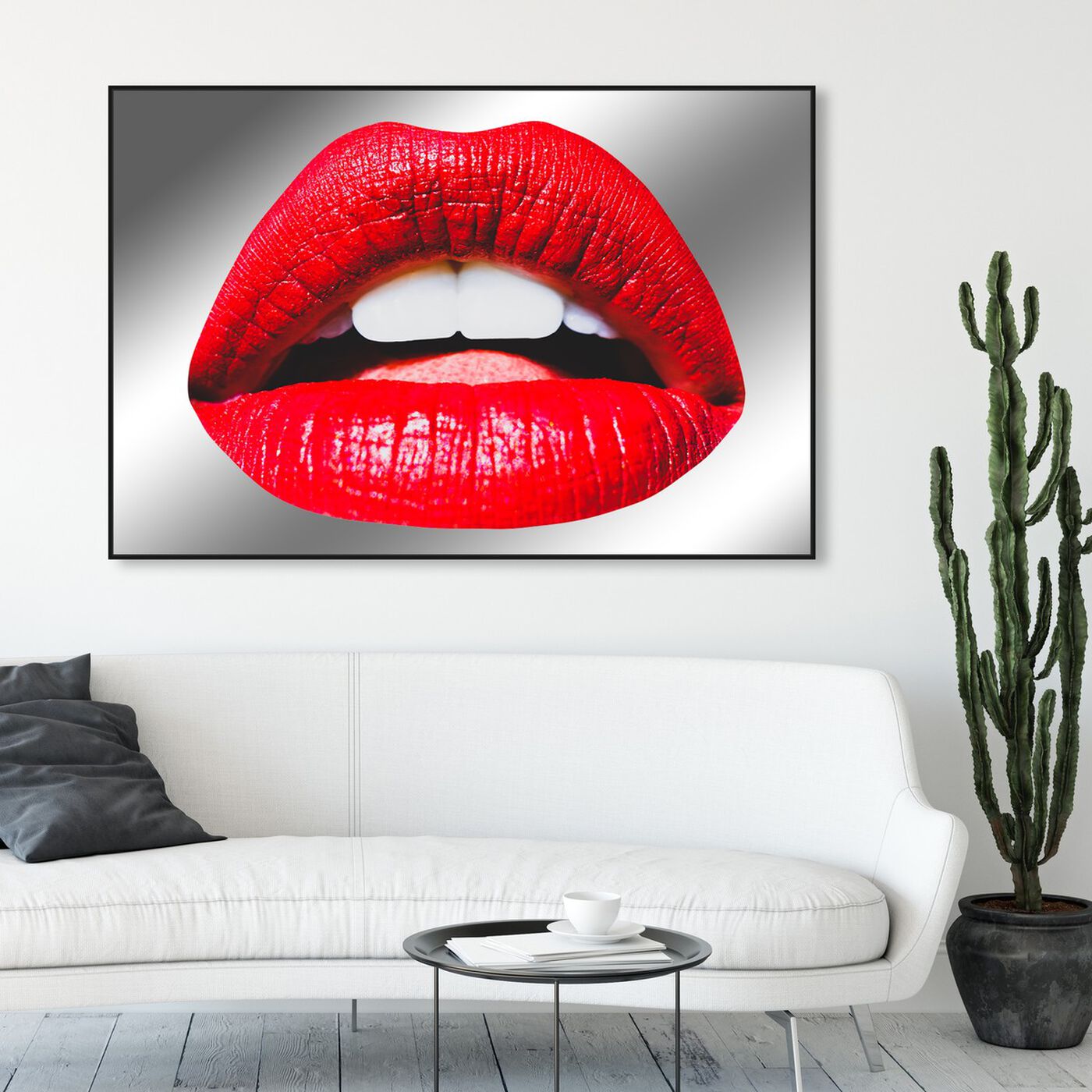 Hanging view of Love Her Wild Mirror featuring fashion and glam and lips art.