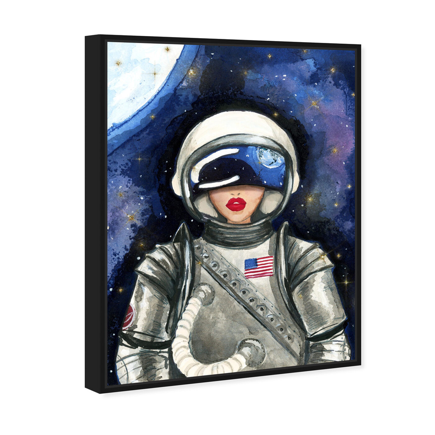 Angled view of Astronaut Lips featuring fashion and glam and lips art.