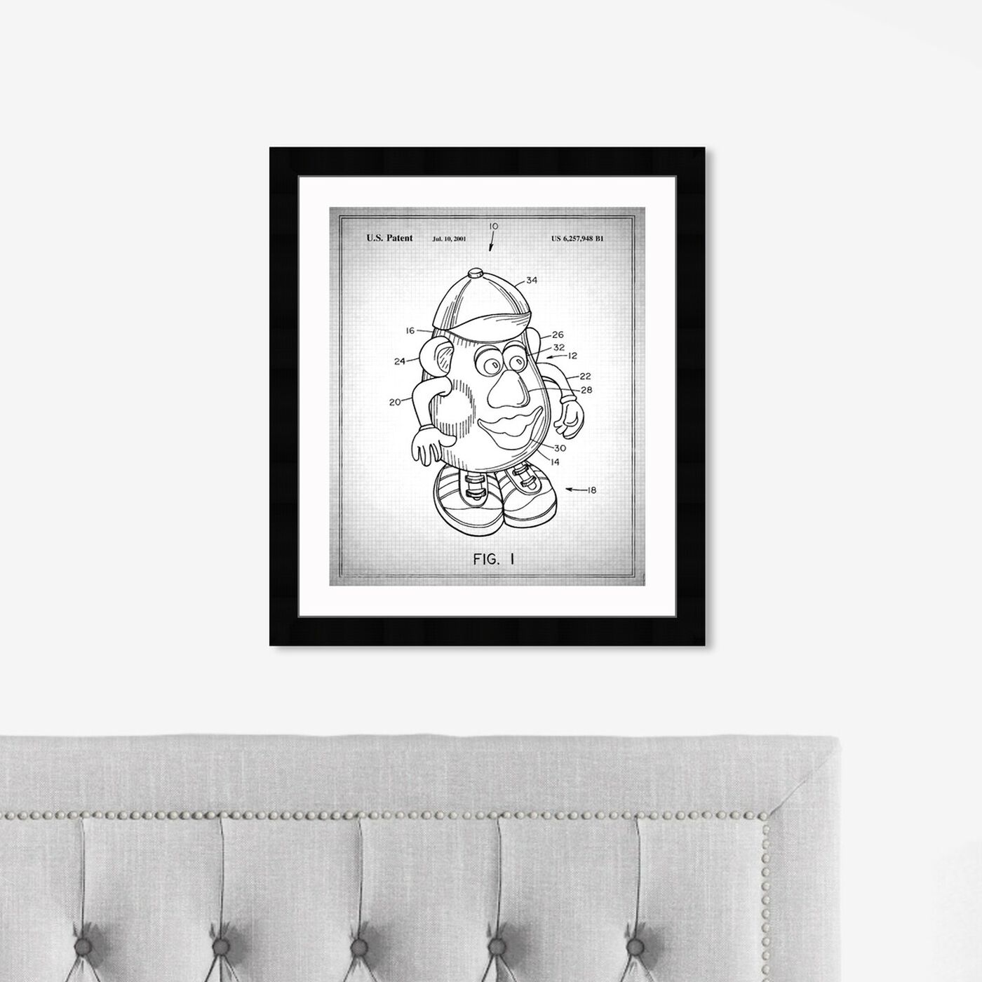 Hanging view of Mr Potato 1980 Gray featuring symbols and objects and toys art.