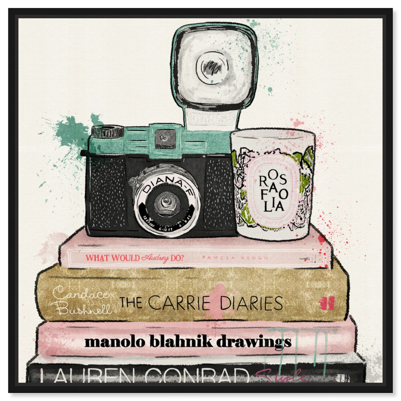 Front view of Vintage Cameras and Fashion featuring fashion and glam and books art.