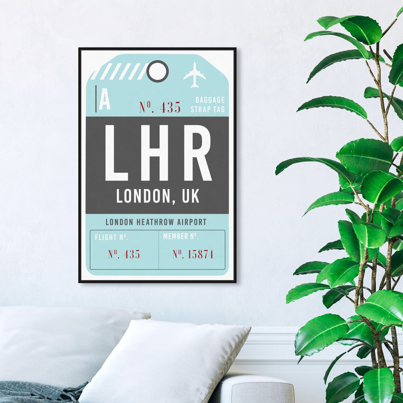 Hanging view of London Luggage Tag featuring cities and skylines and european cities art.