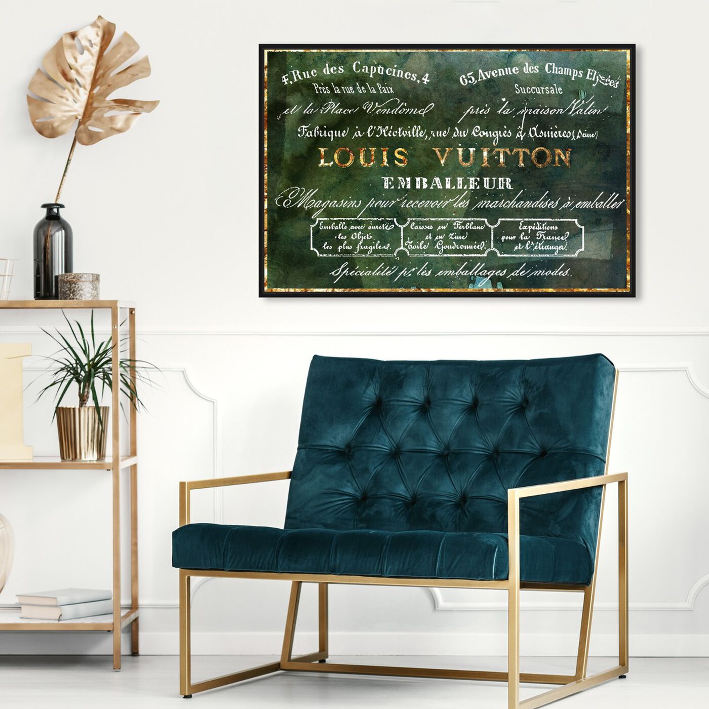 Hanging view of Emballeur Emerald featuring fashion and glam and road signs art.