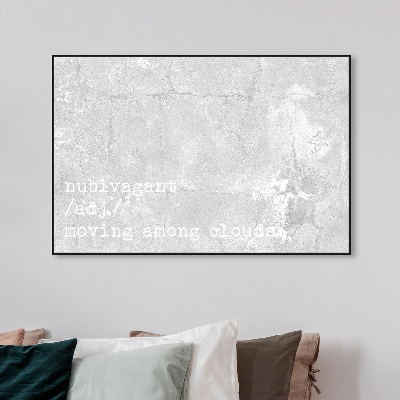 Hanging view of Moving Among Clouds featuring typography and quotes and quotes and sayings art.