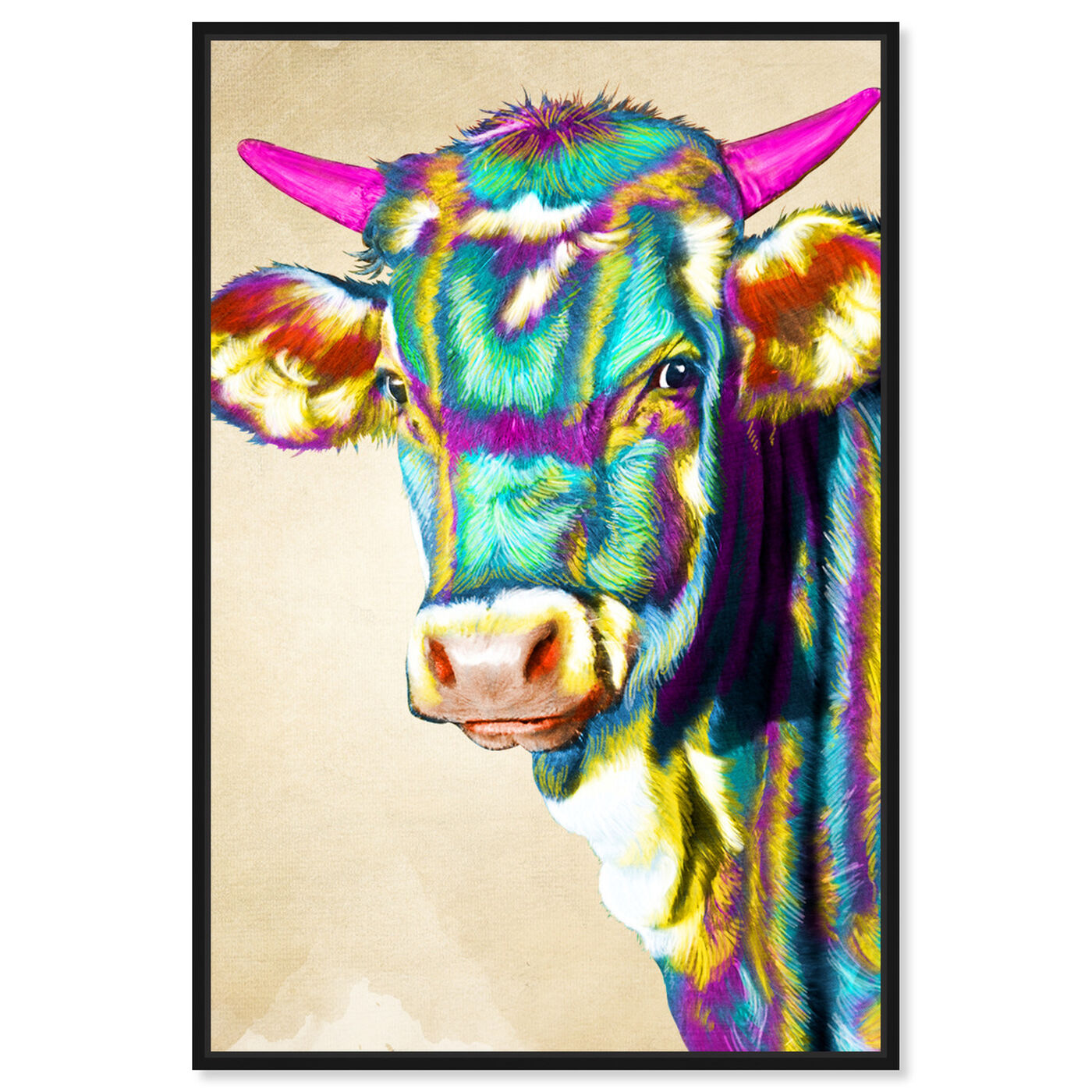 Front view of Color Glam Cow featuring animals and farm animals art.