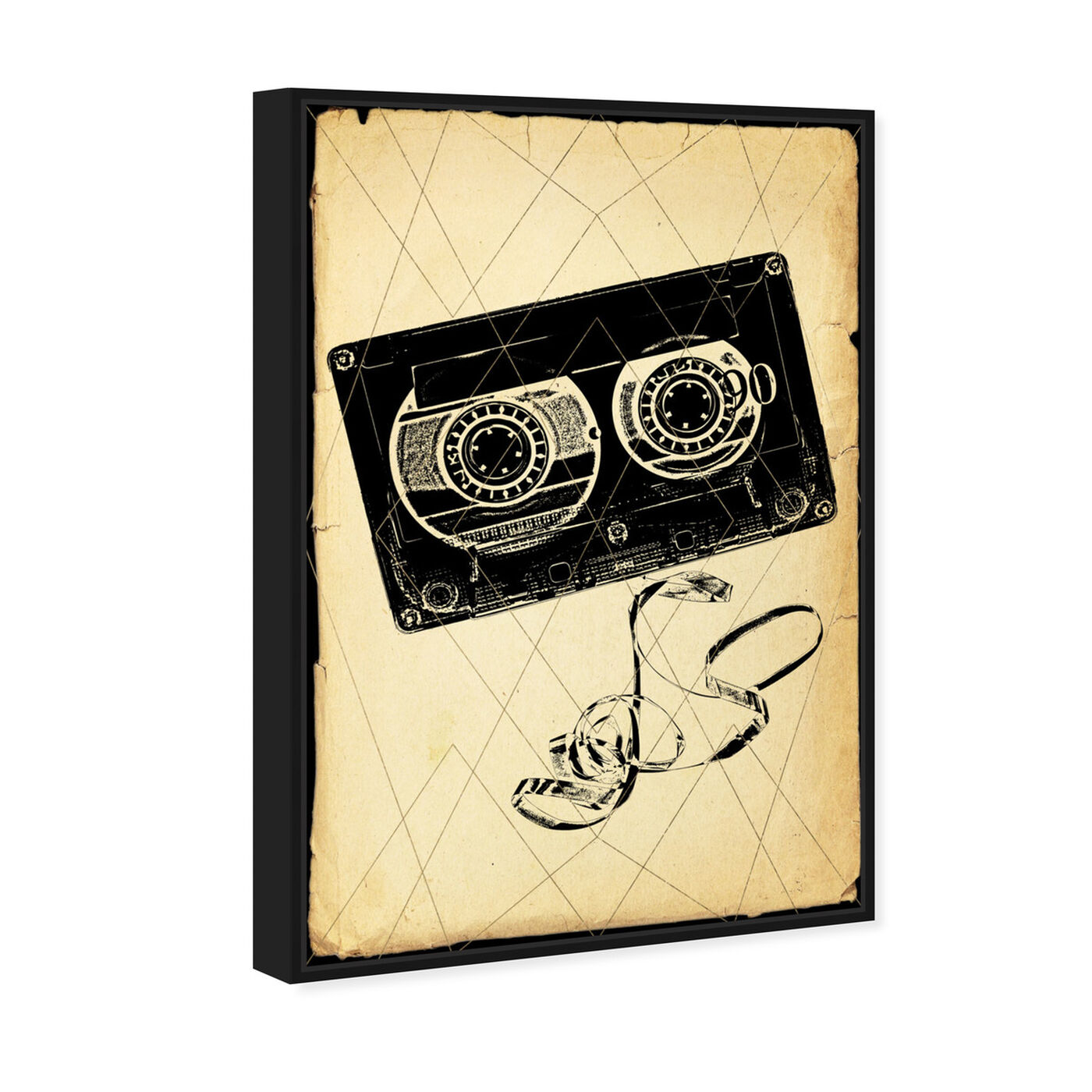 Angled view of Cassette Tape Print featuring music and dance and dj art.