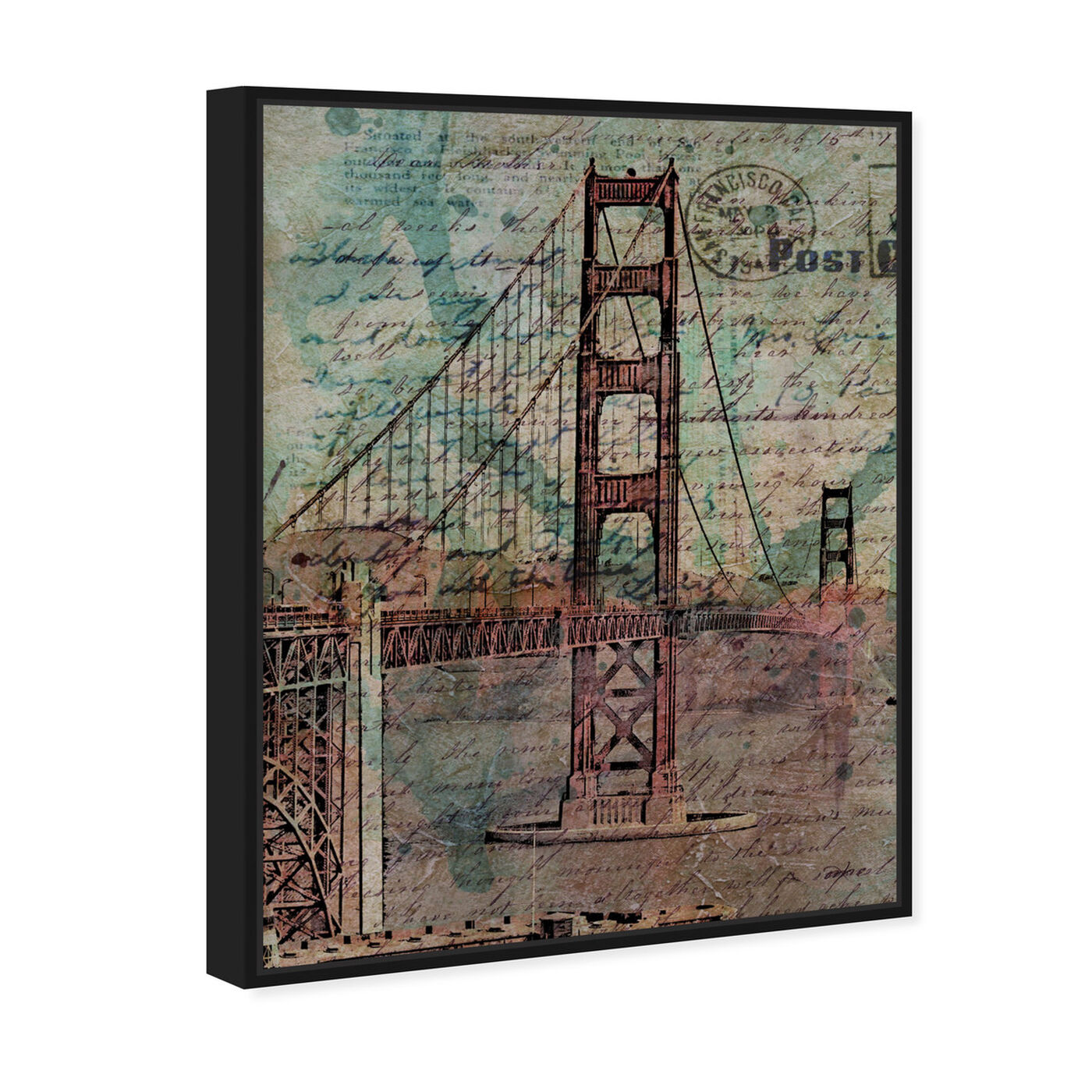 Angled view of San Francisco Bridge featuring architecture and buildings and famous bridges art.