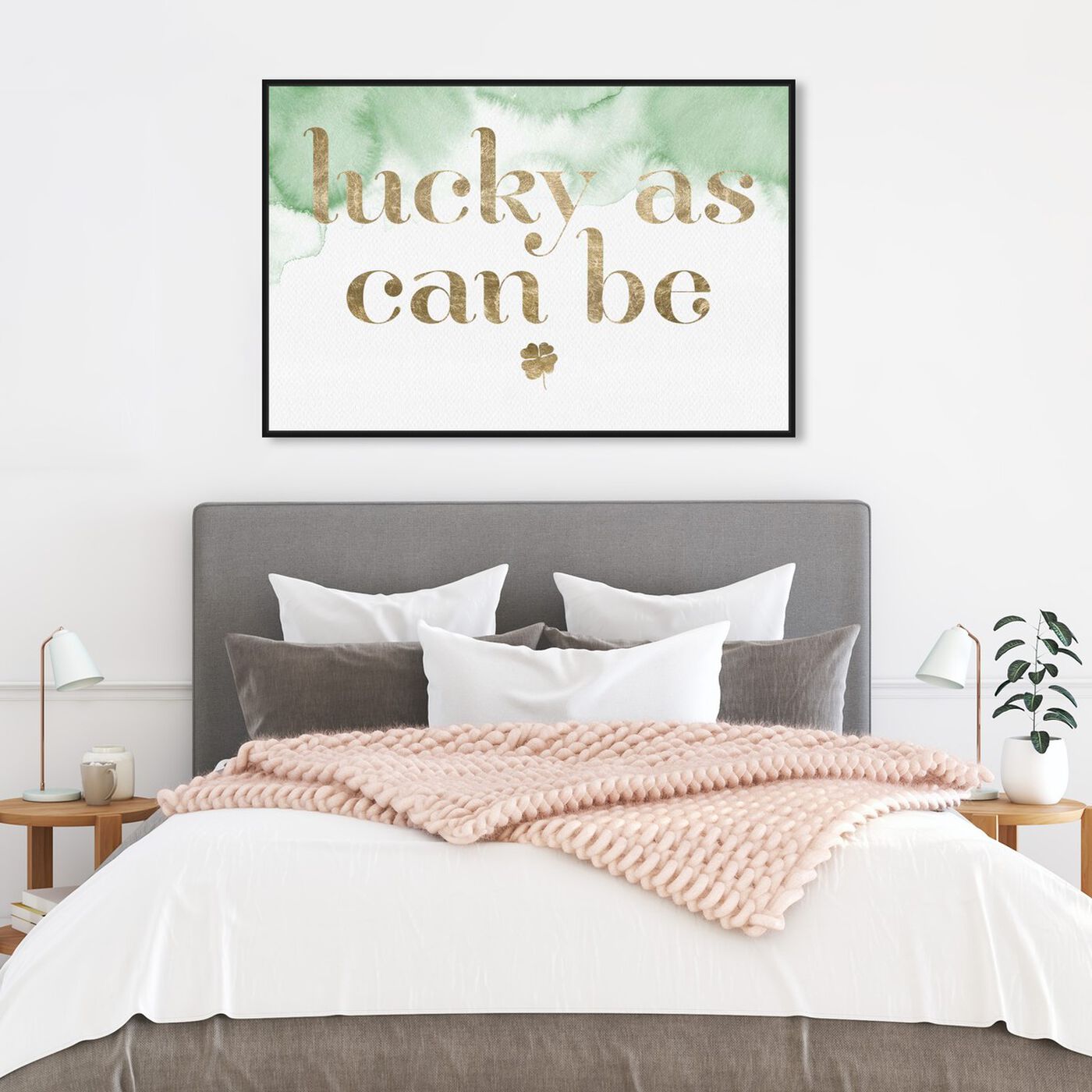 Hanging view of Lucky As Can Be featuring typography and quotes and quotes and sayings art.