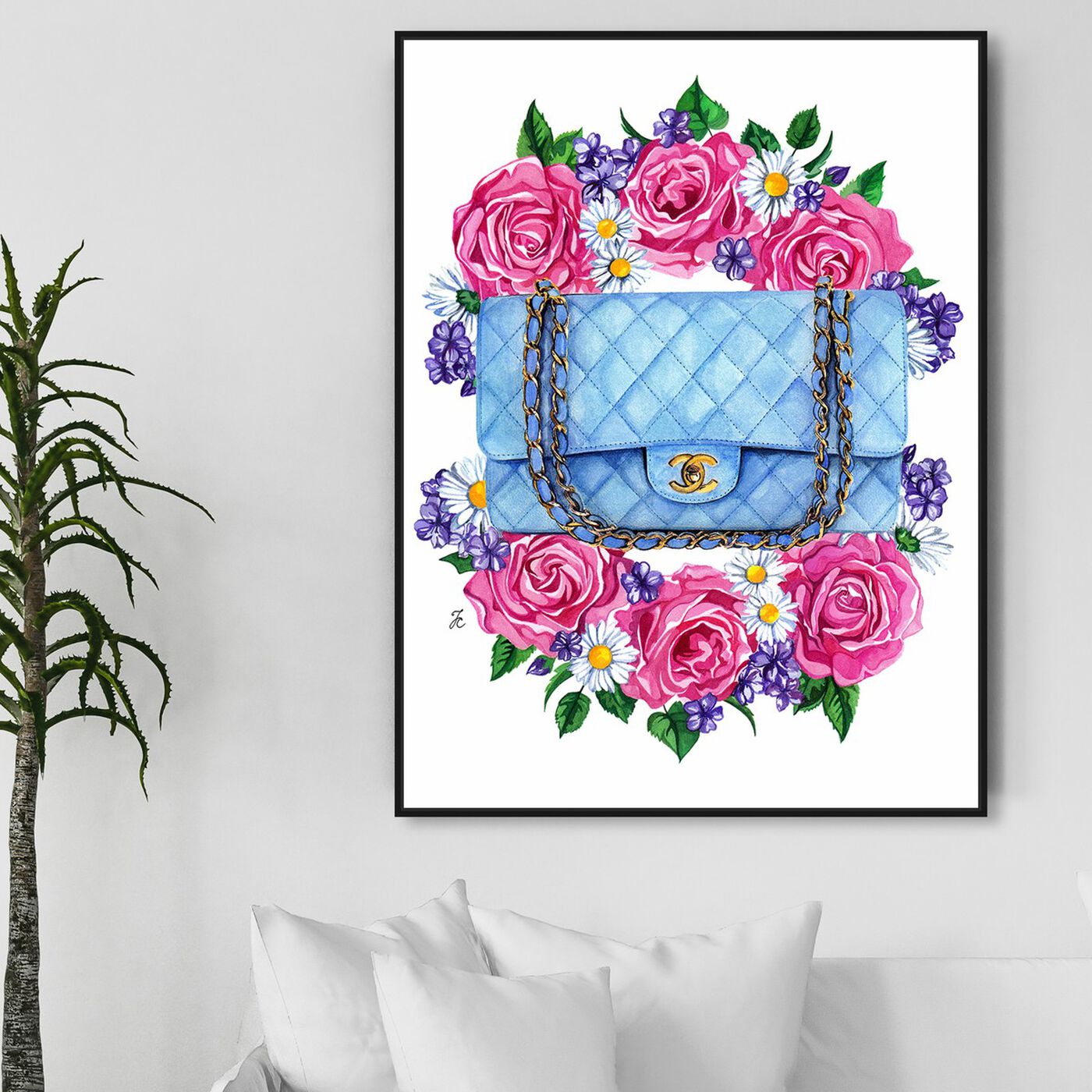 Hanging view of Doll Memories - Pastel Blues featuring fashion and glam and handbags art.