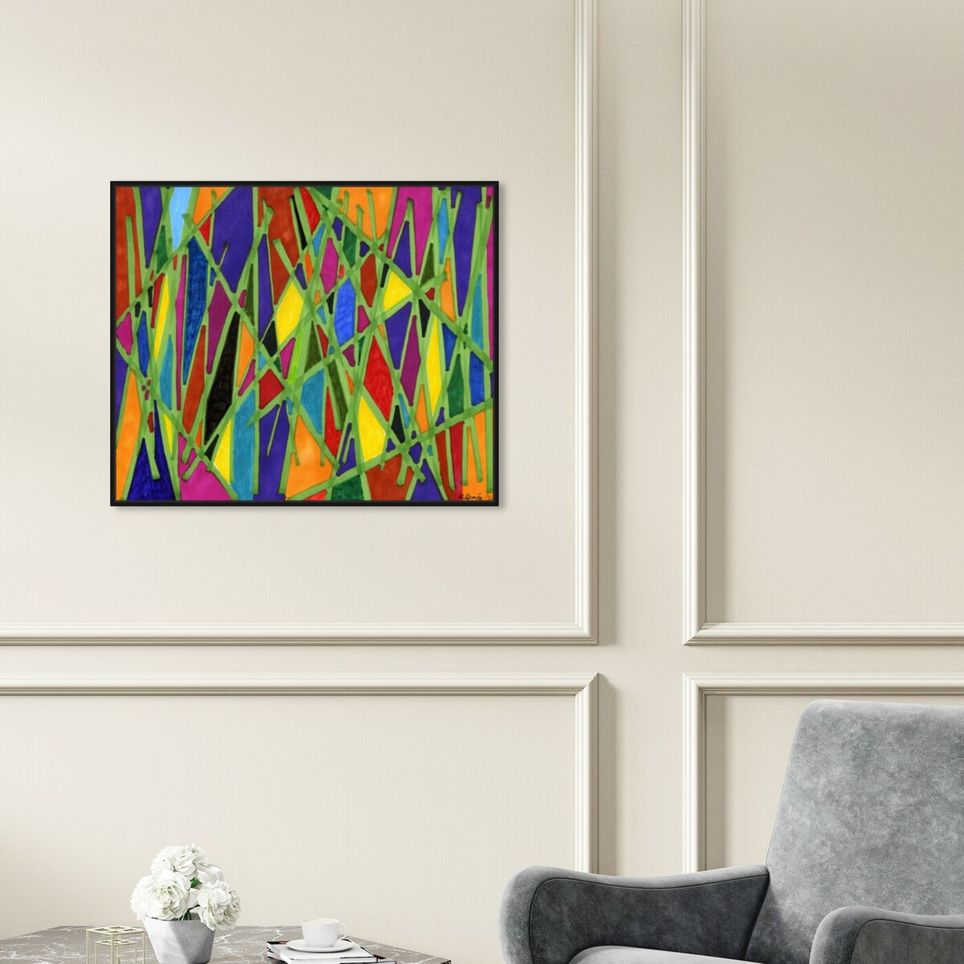 Hanging view of Bamboo Jungle featuring abstract and geometric art.