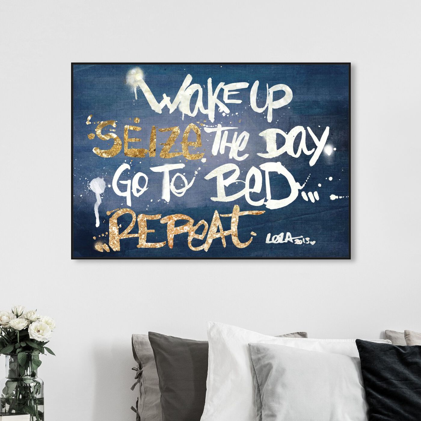 Hanging view of Seize it Denim featuring typography and quotes and motivational quotes and sayings art.