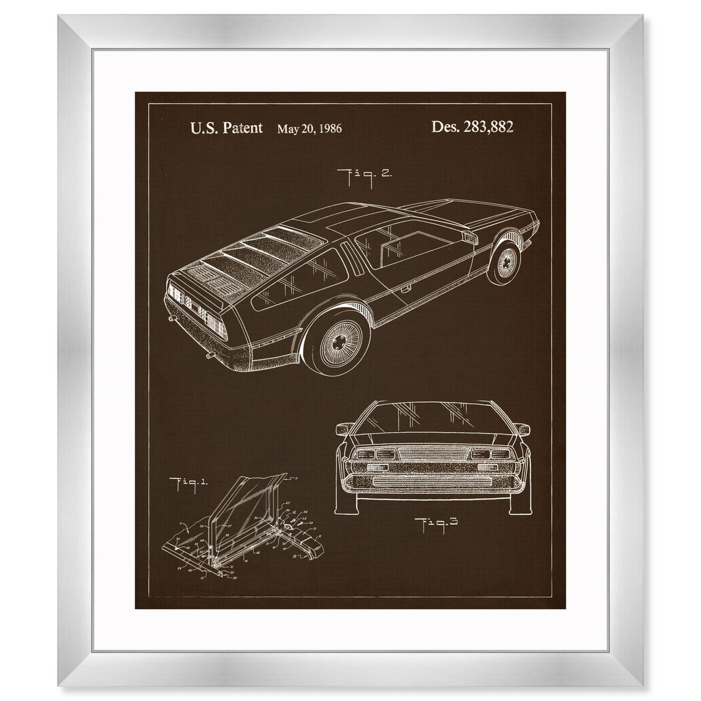 Front view of Delorean, 1986 I featuring movies and tv and science fiction art.