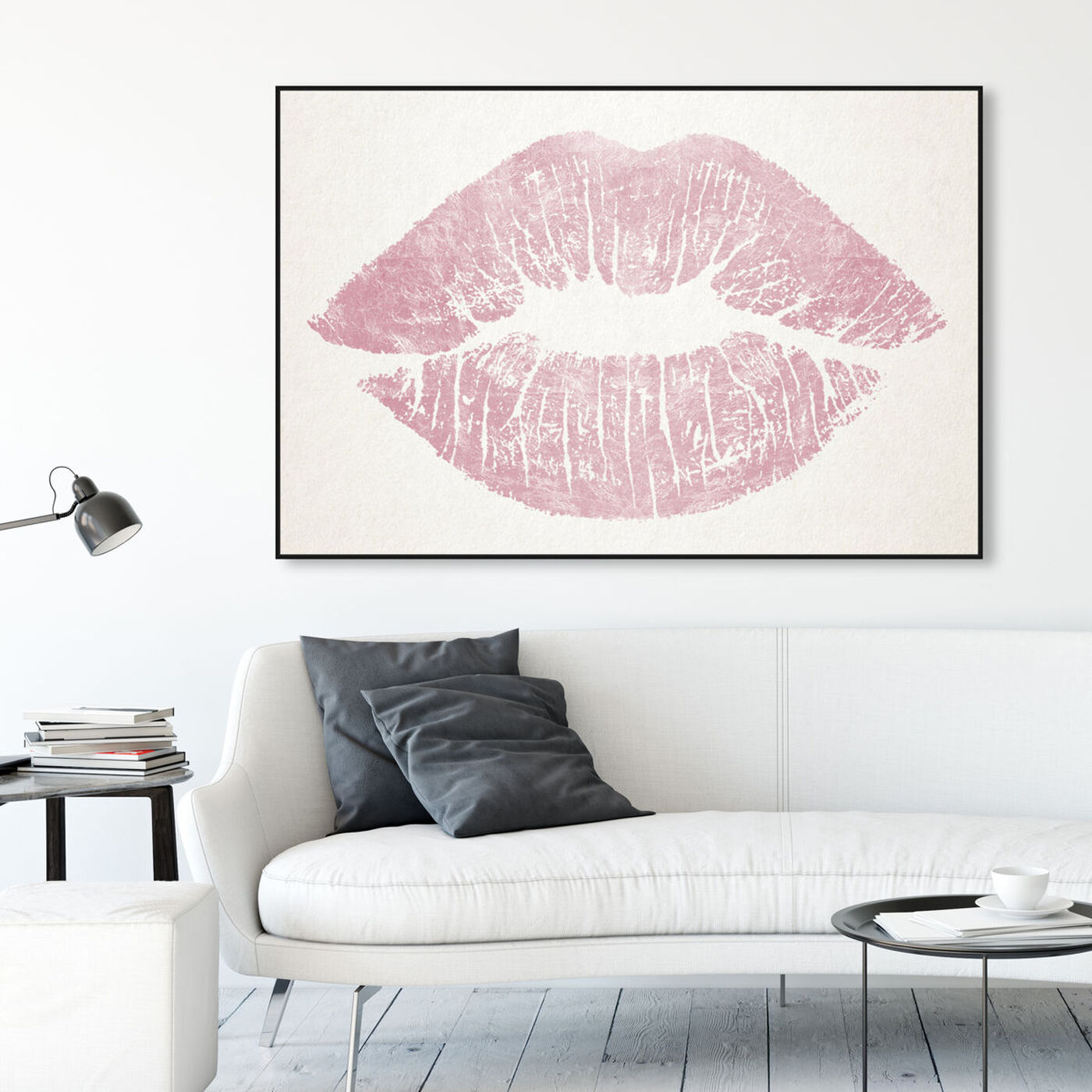 Hanging view of Solid Kiss Rose Quartz featuring fashion and glam and lips art.