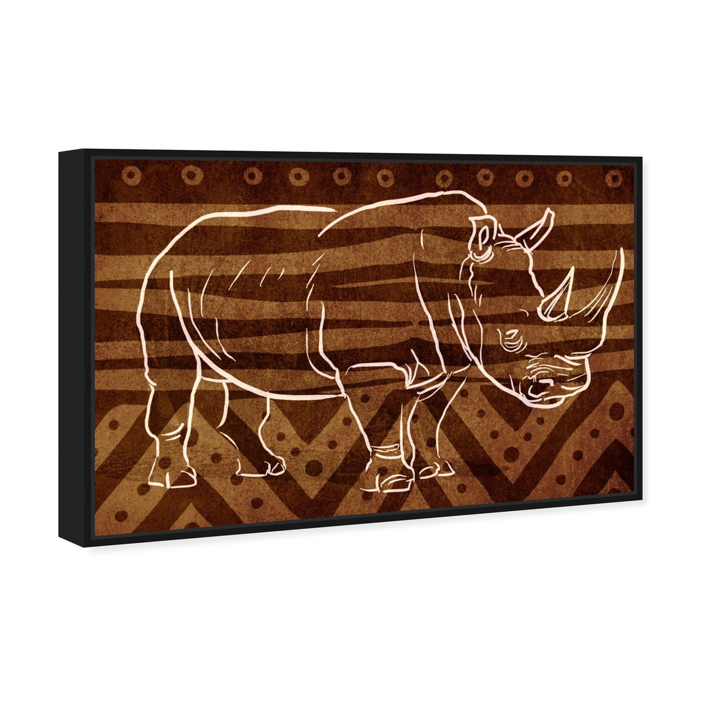 Angled view of Copper Rhino featuring animals and zoo and wild animals art.