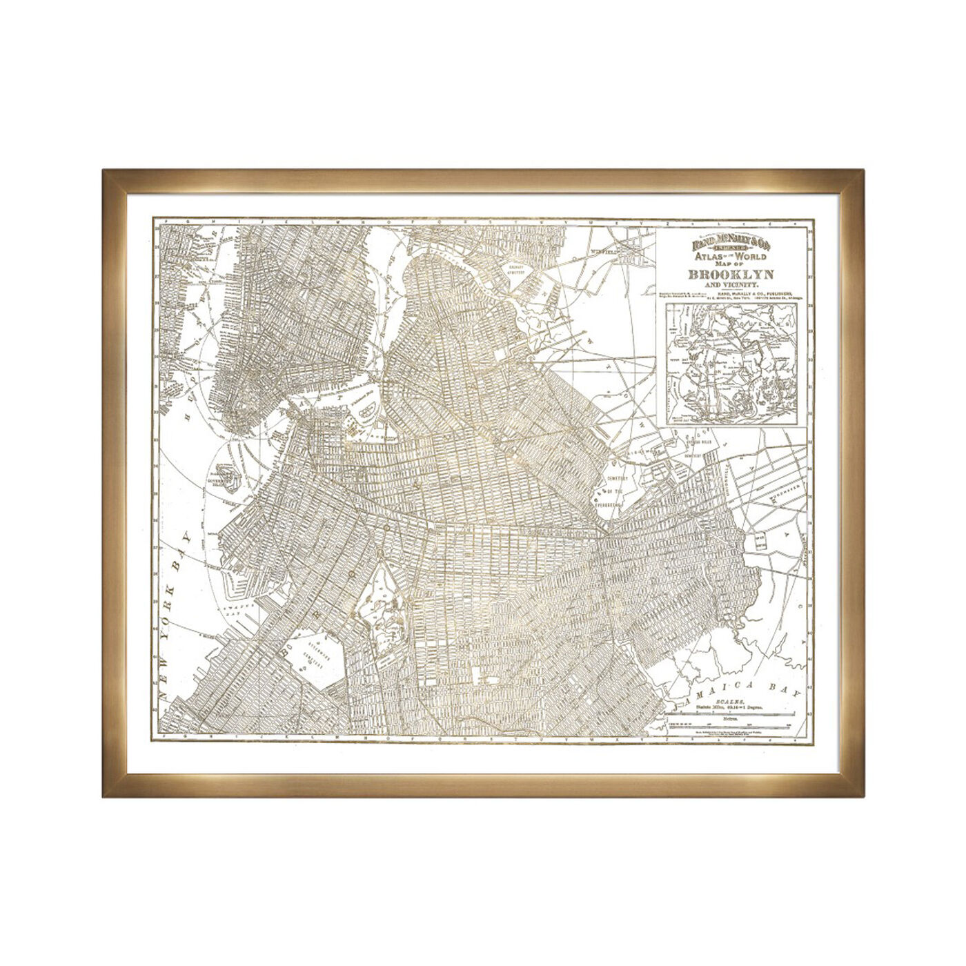Brooklyn Map 1891- Gold Metallic
