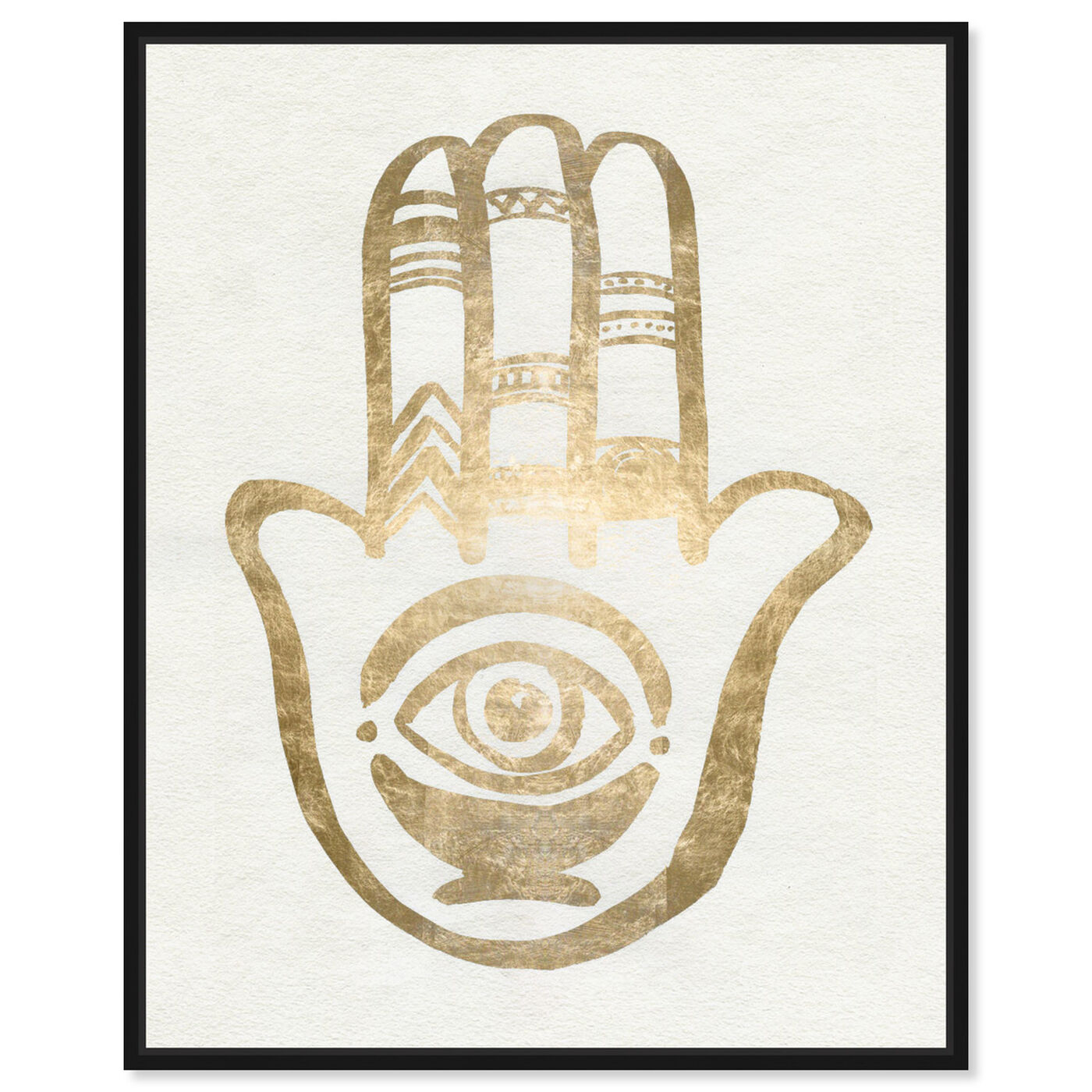 Front view of Hamsa Gold I featuring symbols and objects and mystic symbols art.