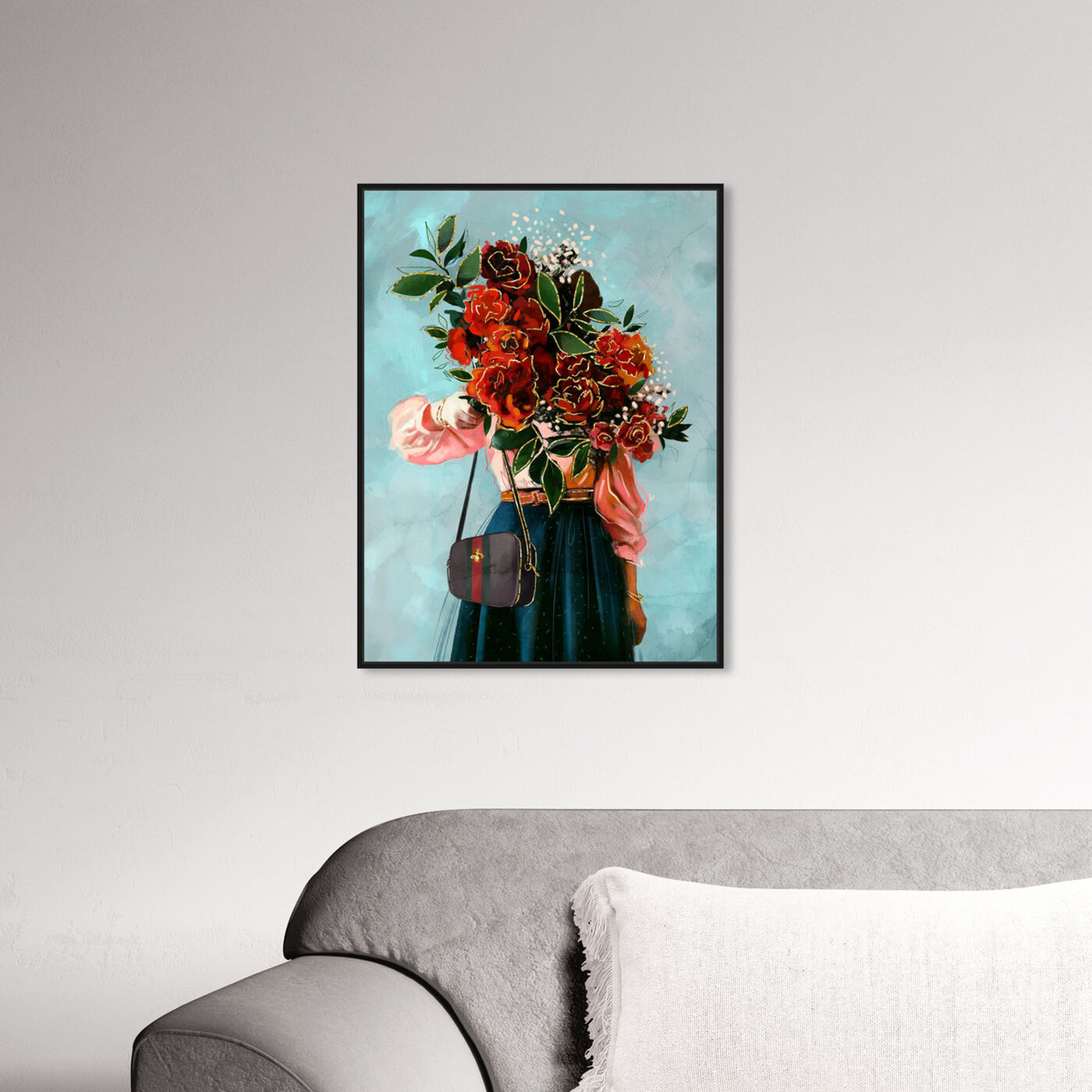 Hanging view of Roses in View featuring floral and botanical and florals art.