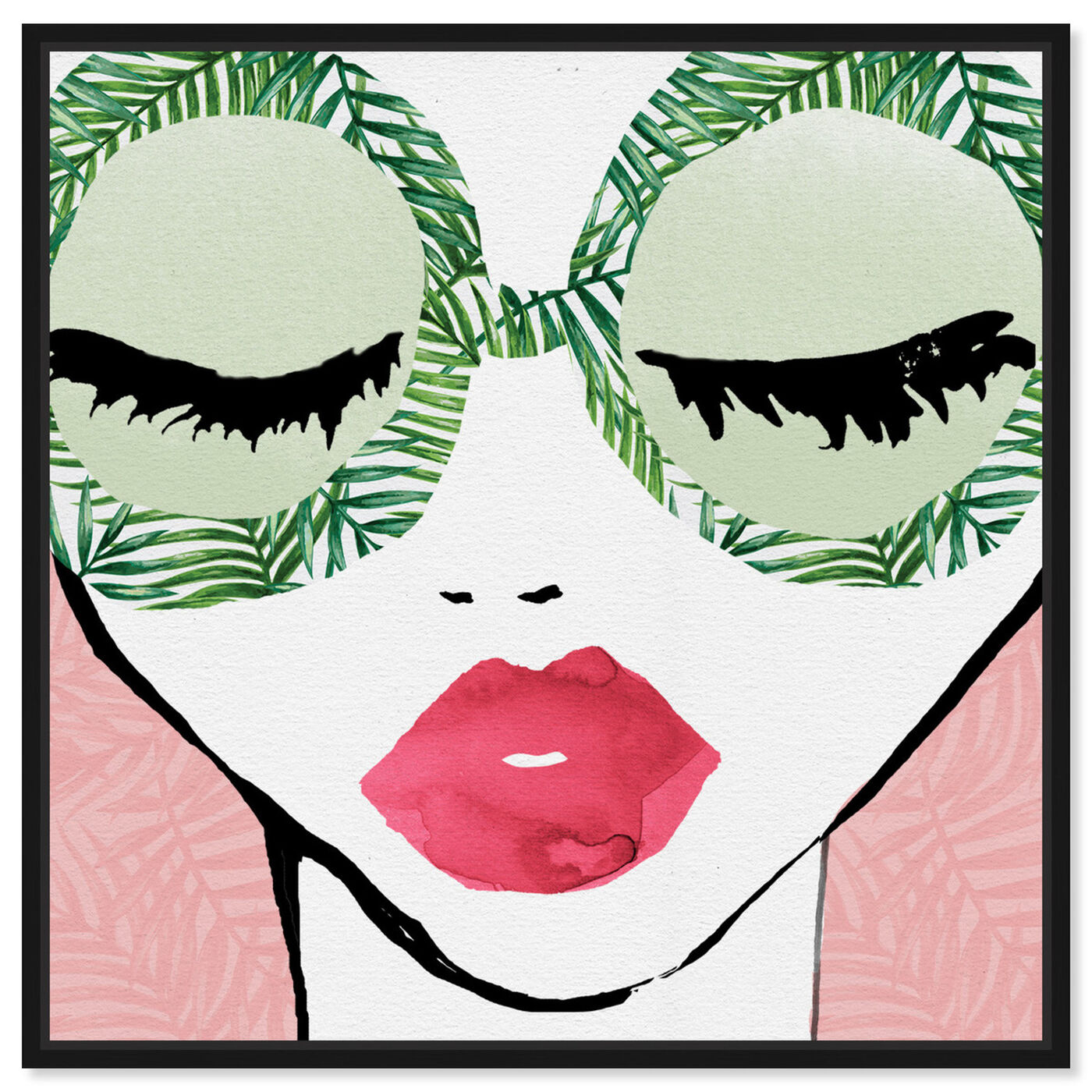 Front view of Plant Lady Glasses featuring fashion and glam and lips art.