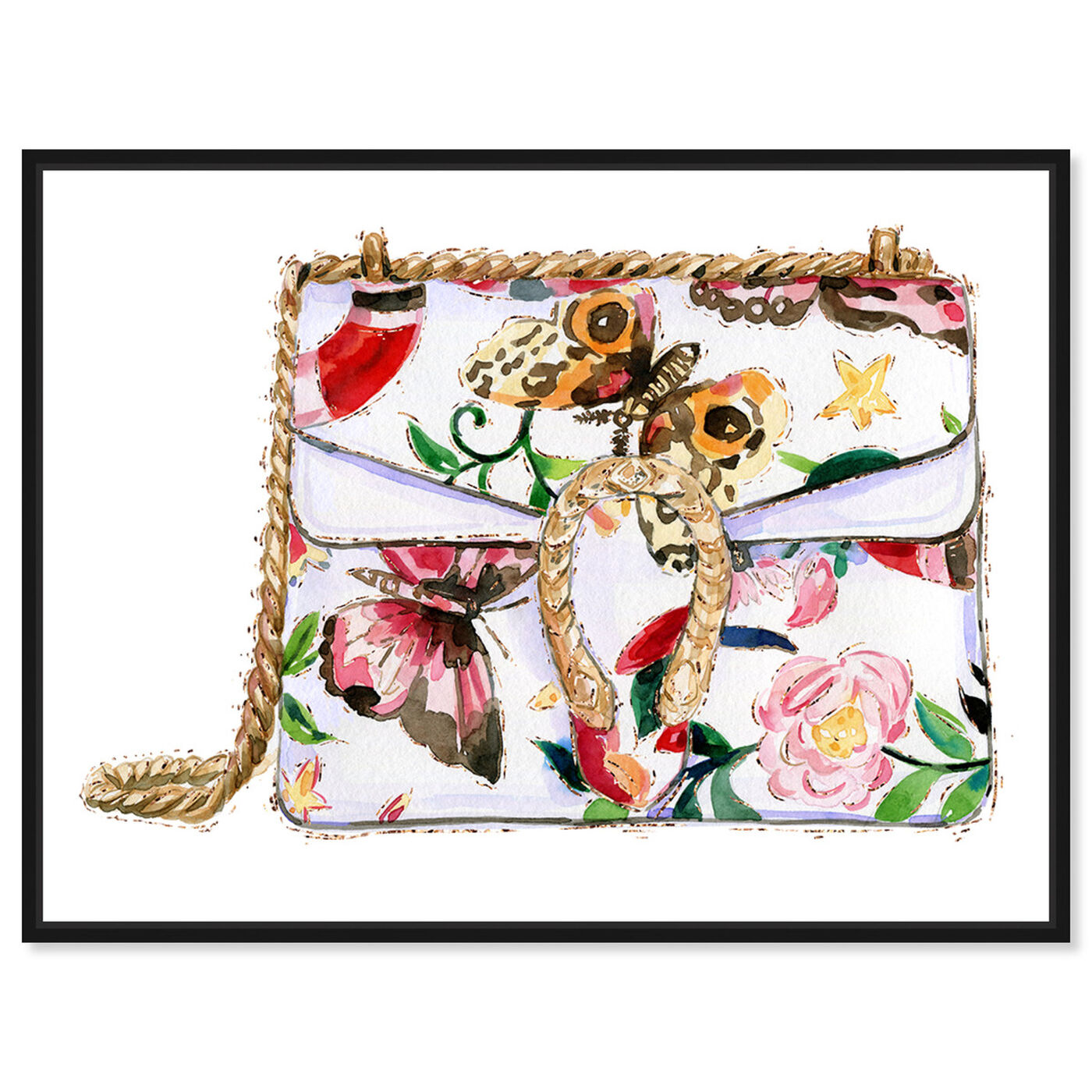Front view of Butterfly Floral Bag featuring fashion and glam and handbags art.
