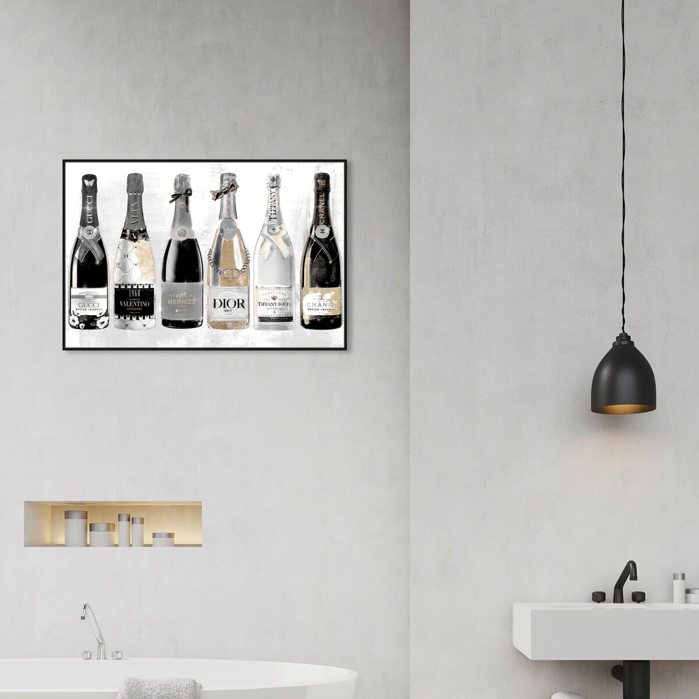 Glam Bubbly Champagne Perfume White  Fashion and Glam Wall Art by Oliver  Gal