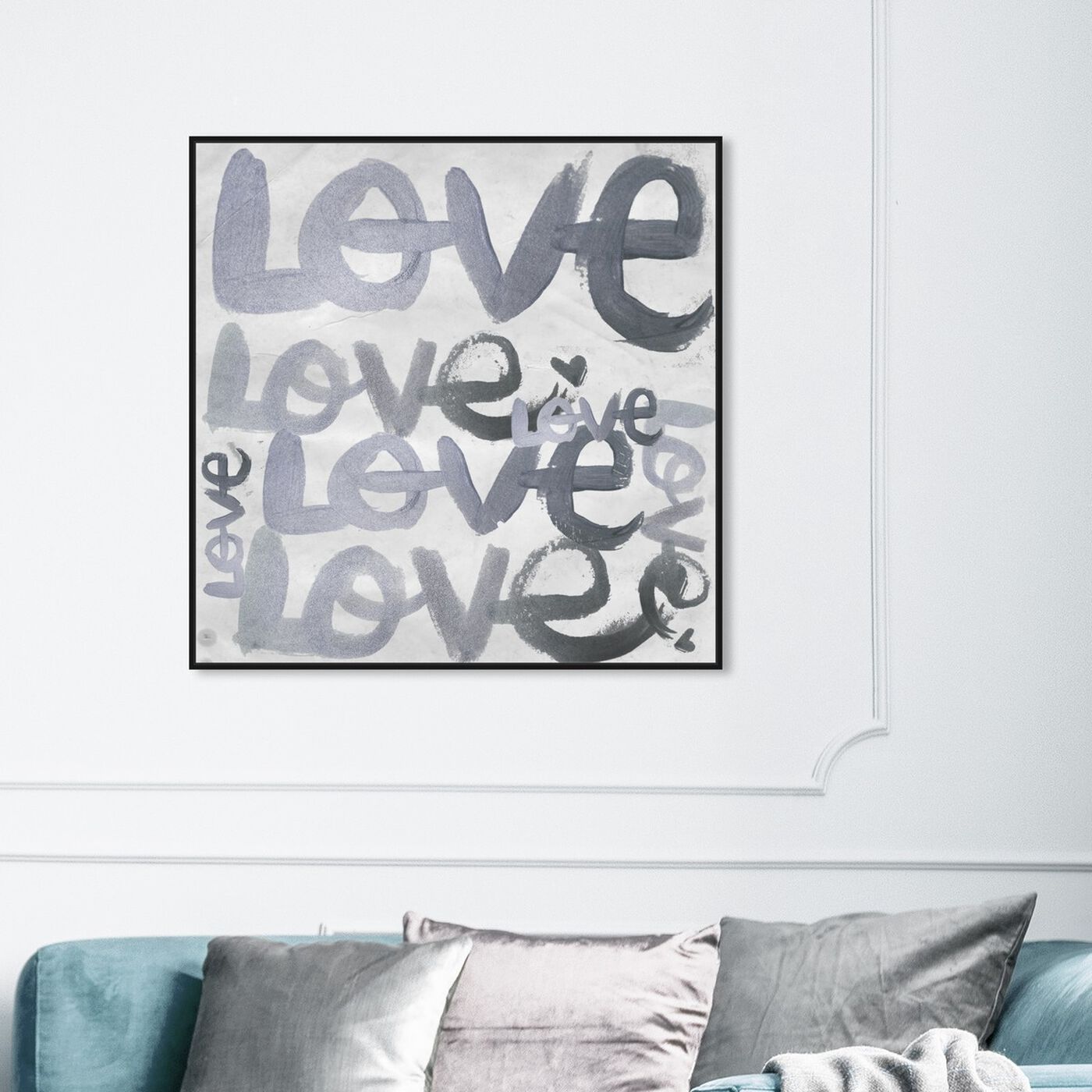 Hanging view of Four Letter Word Silver featuring typography and quotes and love quotes and sayings art.