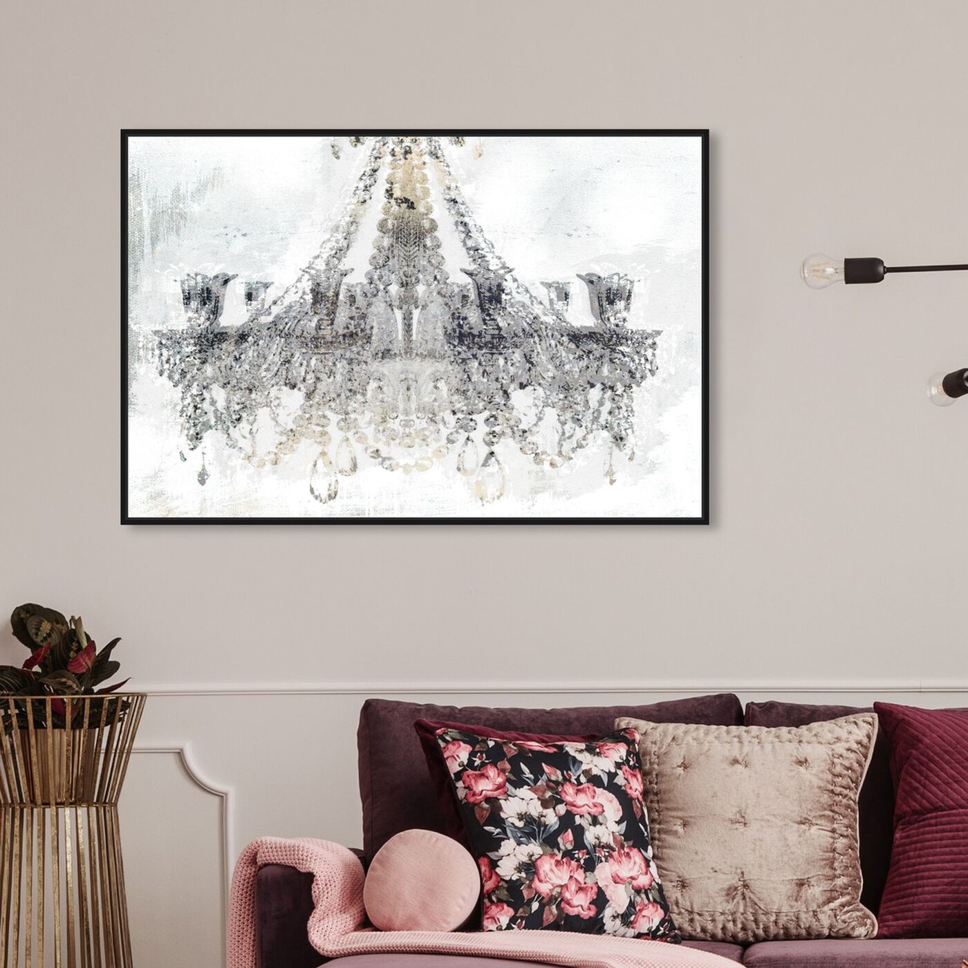 Hanging view of White Gold Diamonds featuring fashion and glam and chandeliers art.