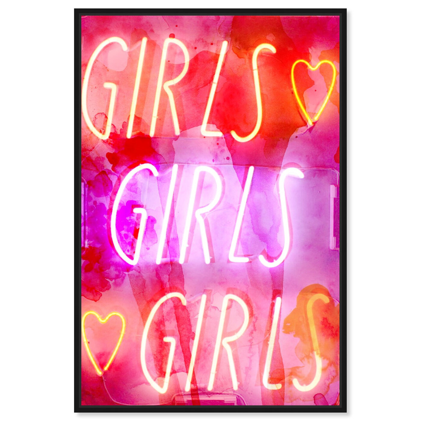 Front view of Girls Girls Girls featuring typography and quotes and quotes and sayings art.