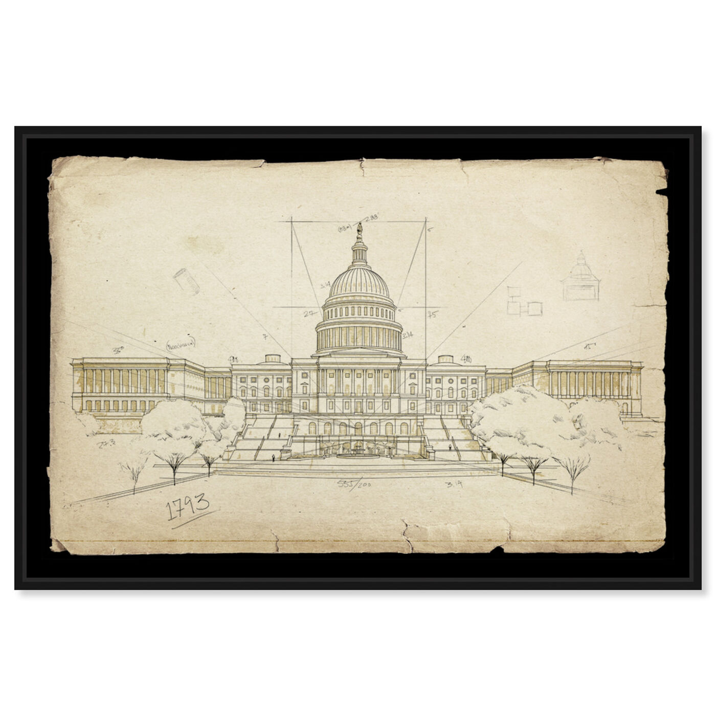 Front view of Capitol Building featuring architecture and buildings and united states buildings art.